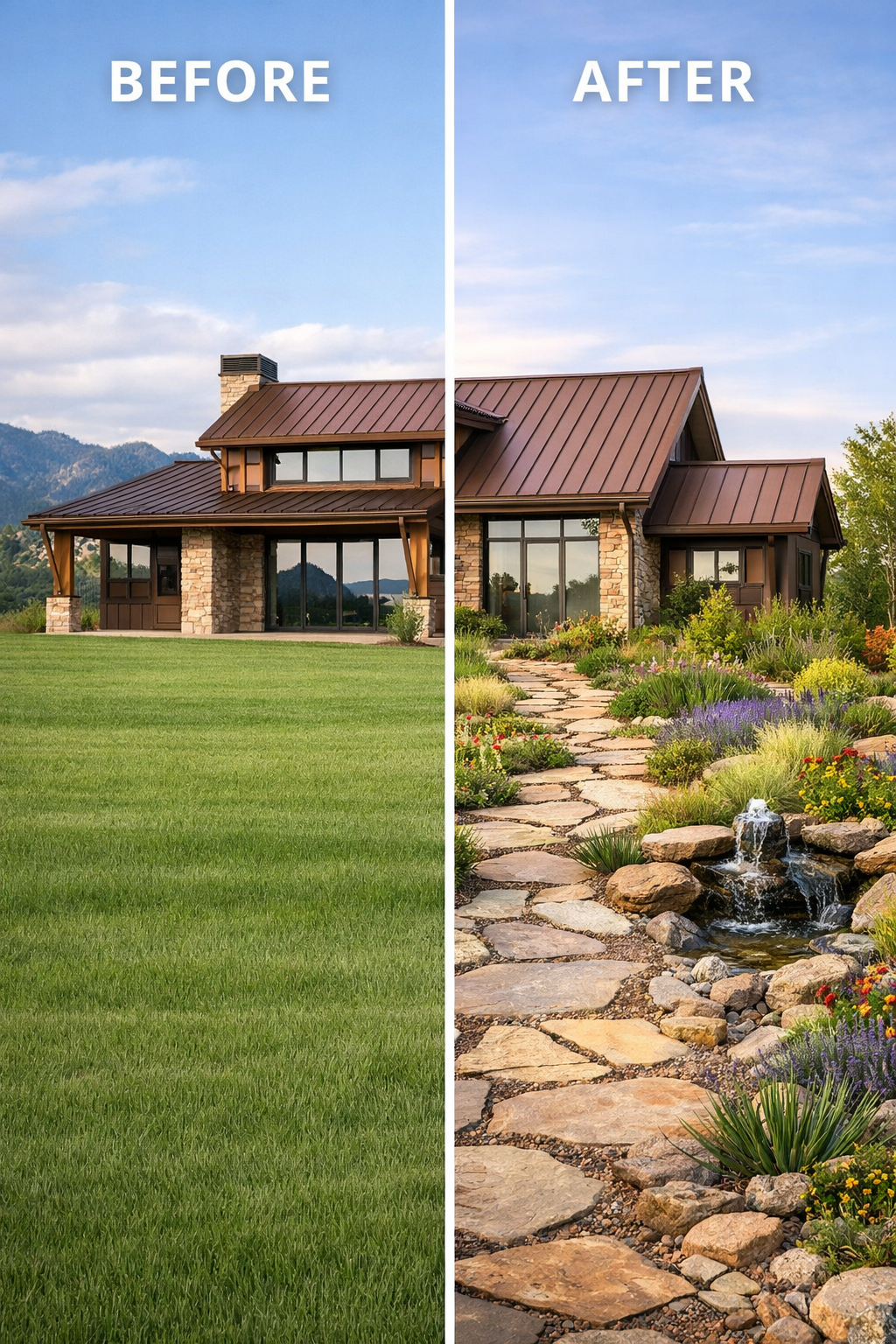 Lawn to gardenscape conversion