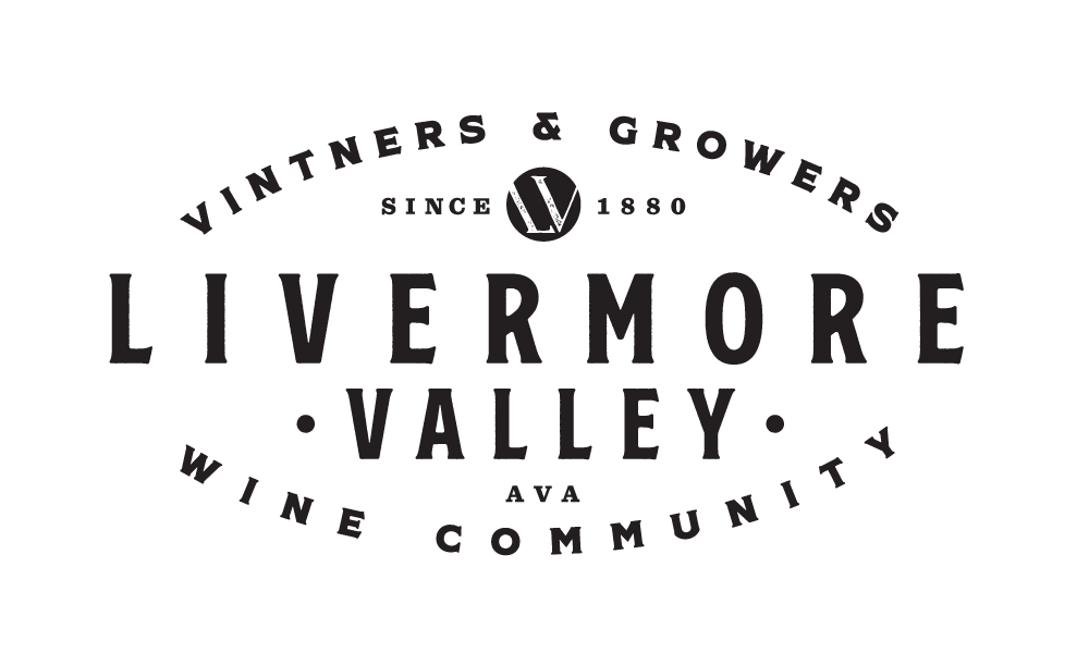 Logo for Livermore Valley wine community, vintage vintners and growers, established 1880.