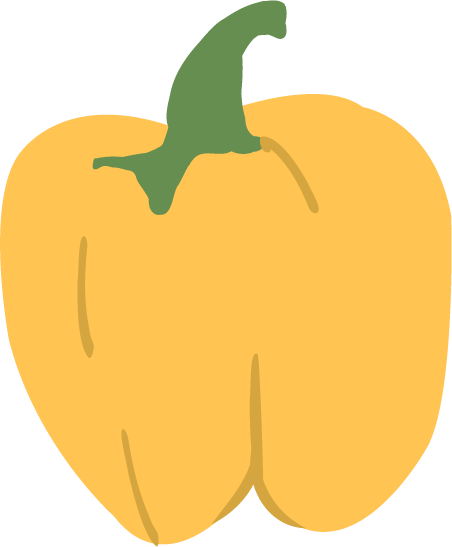 Illustration of a yellow bell pepper with a green stem.