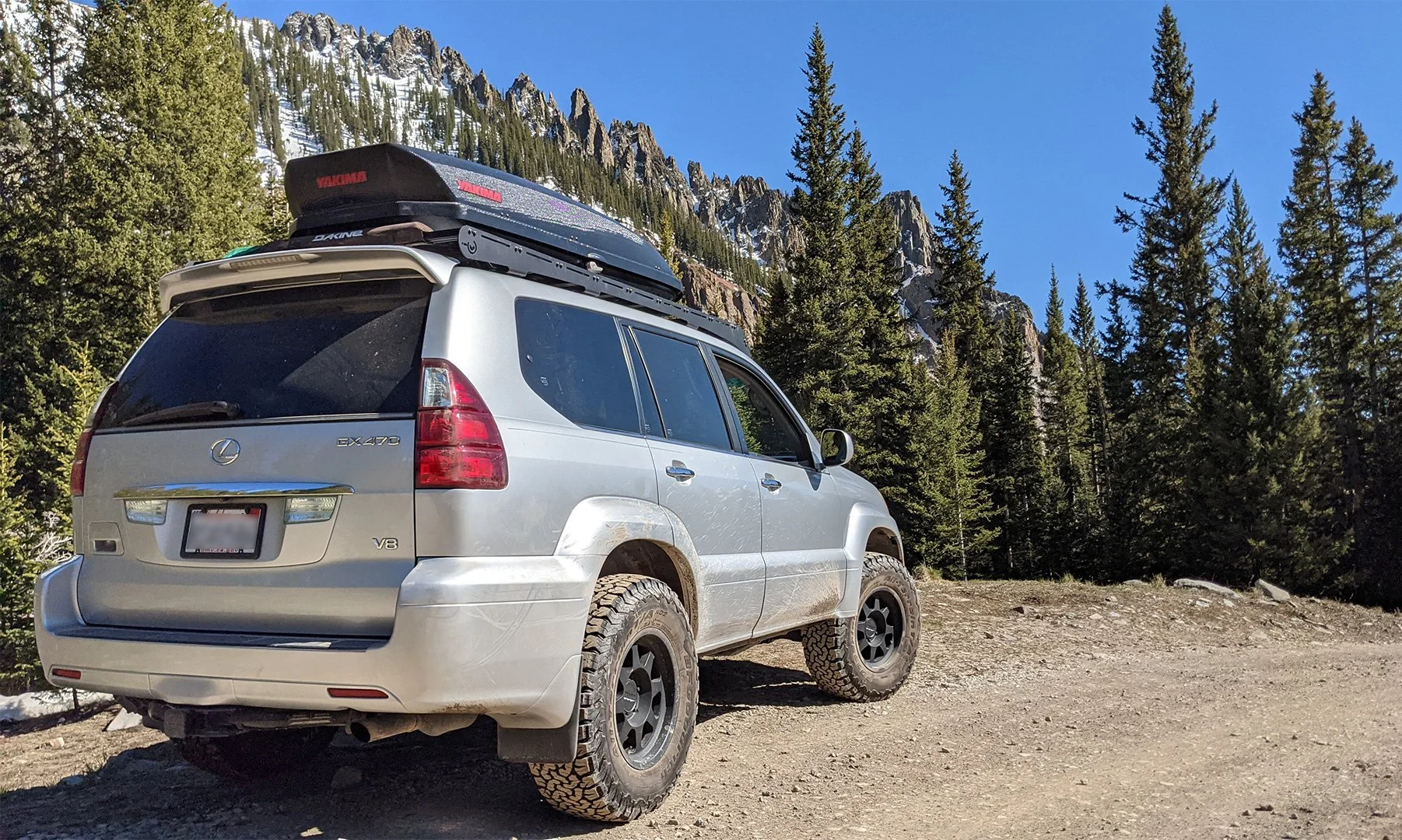 Lexus GX Offroad SUV on an offroad adventure high in the Colorado San Juan Mountains.