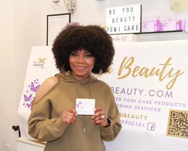 Founder showcasing Be You Beauty at an celebrity awards season gifting suite experience