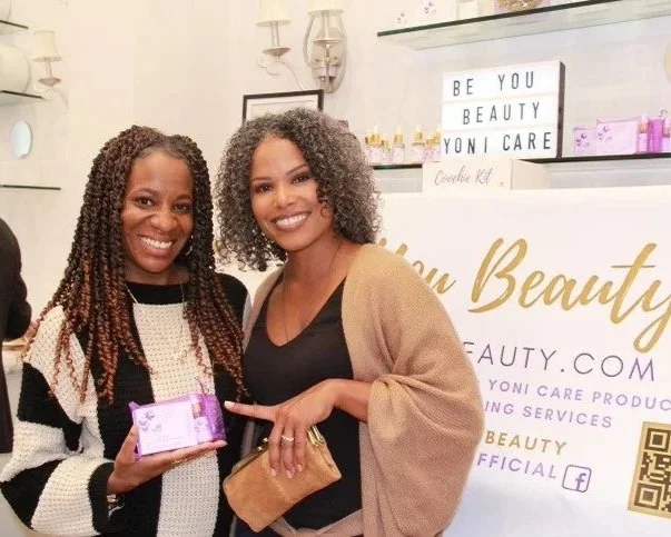 Founder showcasing Be You Beauty at an celebrity awards season gifting suite experience