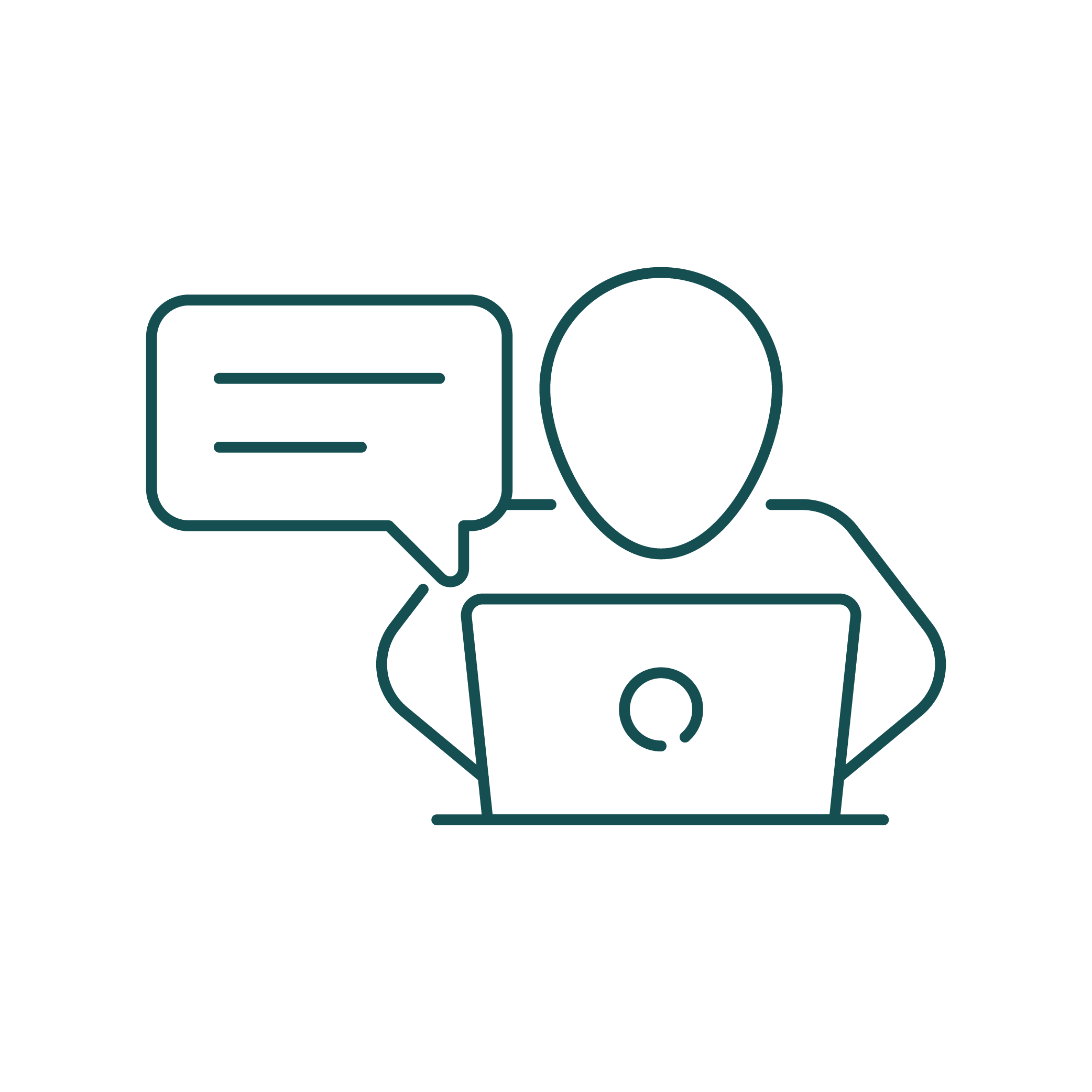 Teikning af manneskju í tölvu að skrifa umsögn