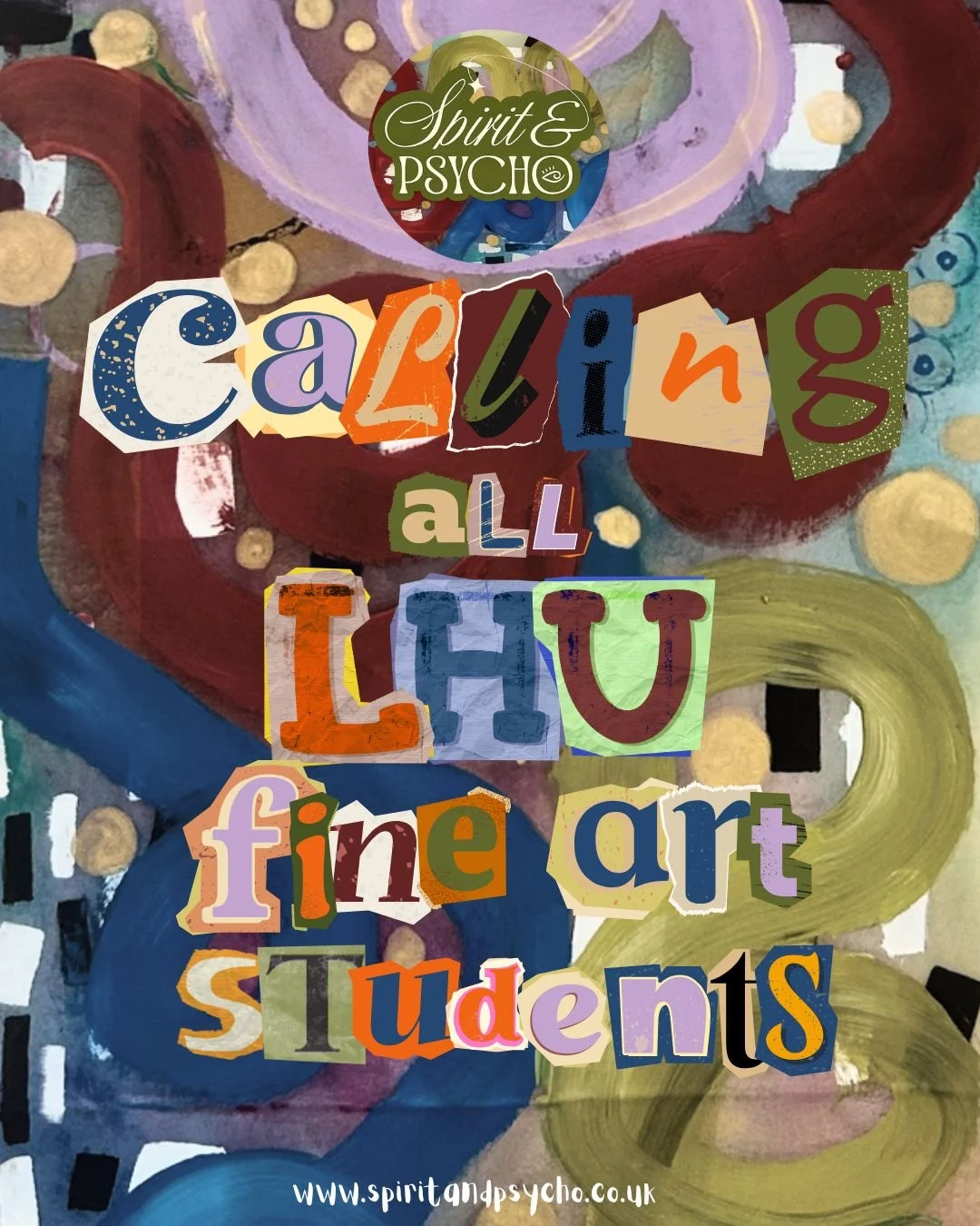 Calling all LHU Fine Art students 👋
Whether you&rsquo;re in first, second, or third year, getting involved in a Spirit&amp;Psycho exhibition counts as exhibiting experience alongside your course. It&rsquo;s accessible, free to take part in, and give