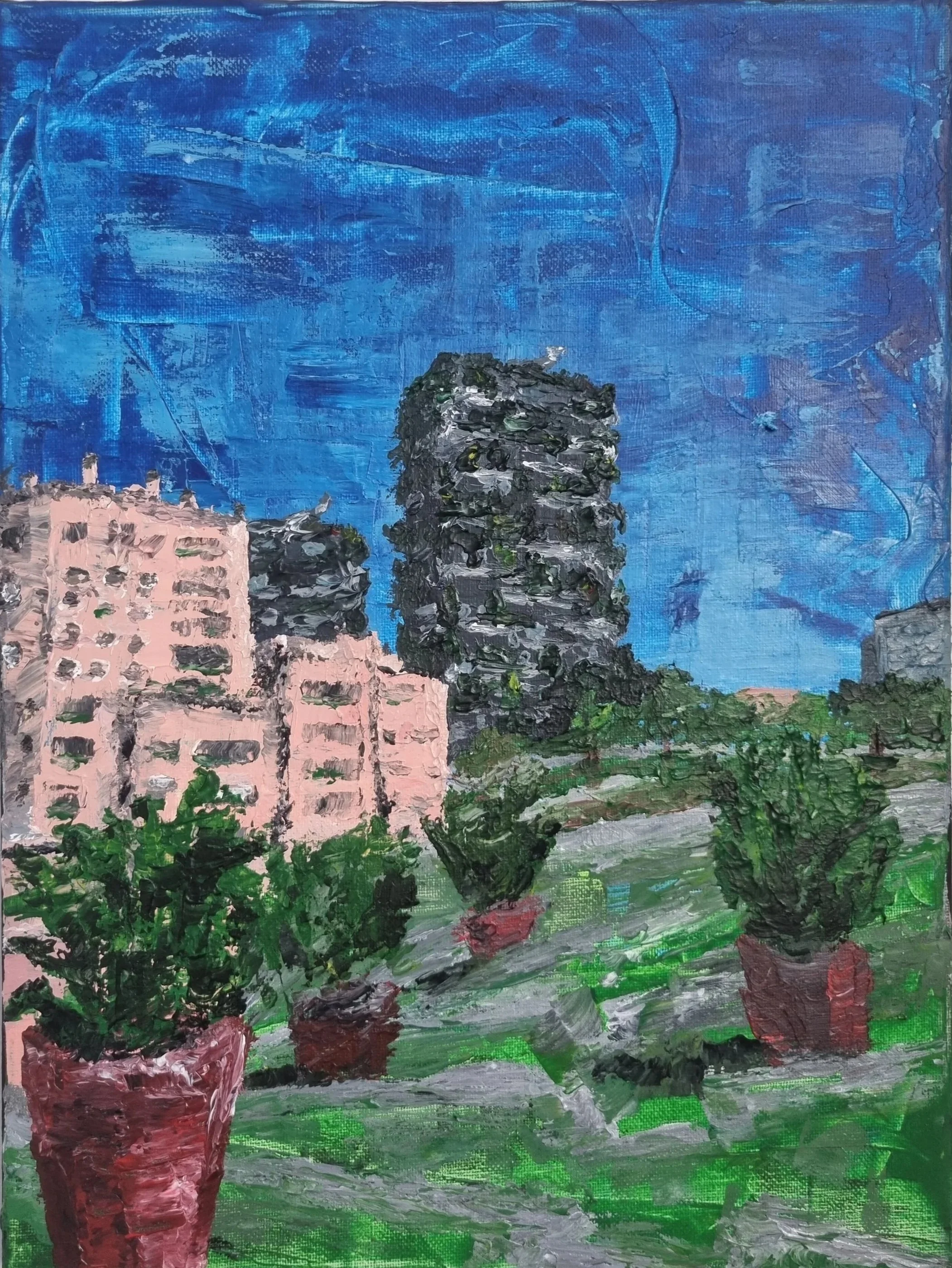 JackDoesArt, Jungle in the sky (2025), Acrylic on Canvas, 16x12"