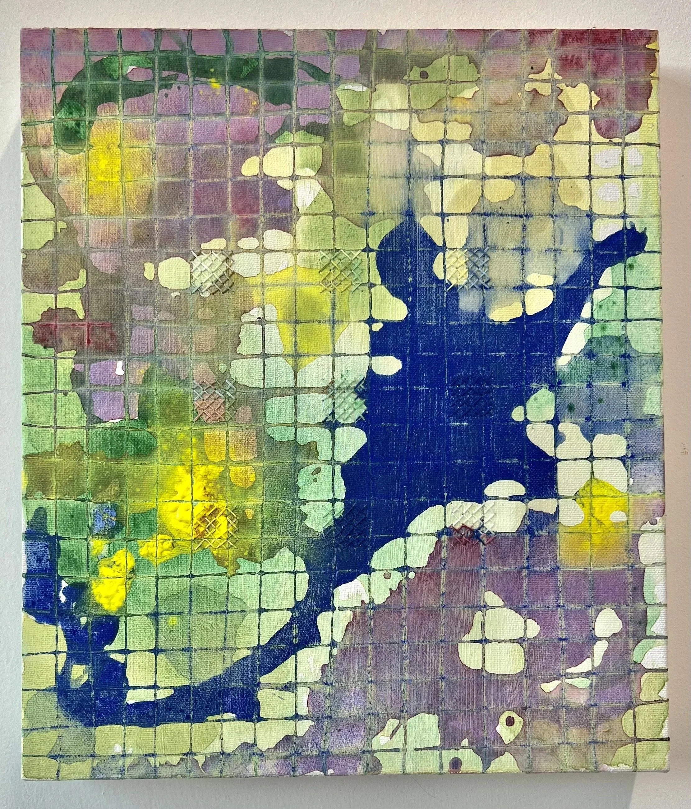 Paulina Kurzydlowska, Untitled (blue), 2026, Embroidery Thread, Acrylic Paint on Canvas, 30 x 35cm

 