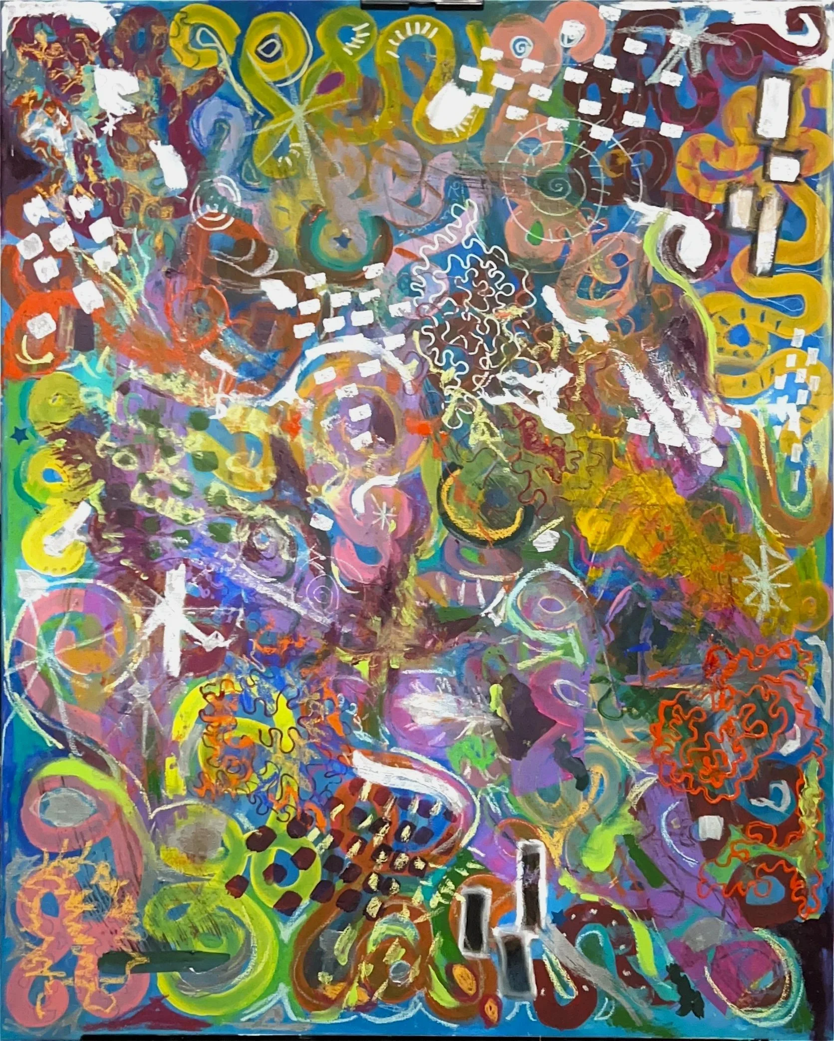 Faye Pedder, I will always, always chose to be here with you, 2026, Gouache, Acrylic Paint, Paint Pens, Chalk and Oil Pastel on Canvas, 61x76cm