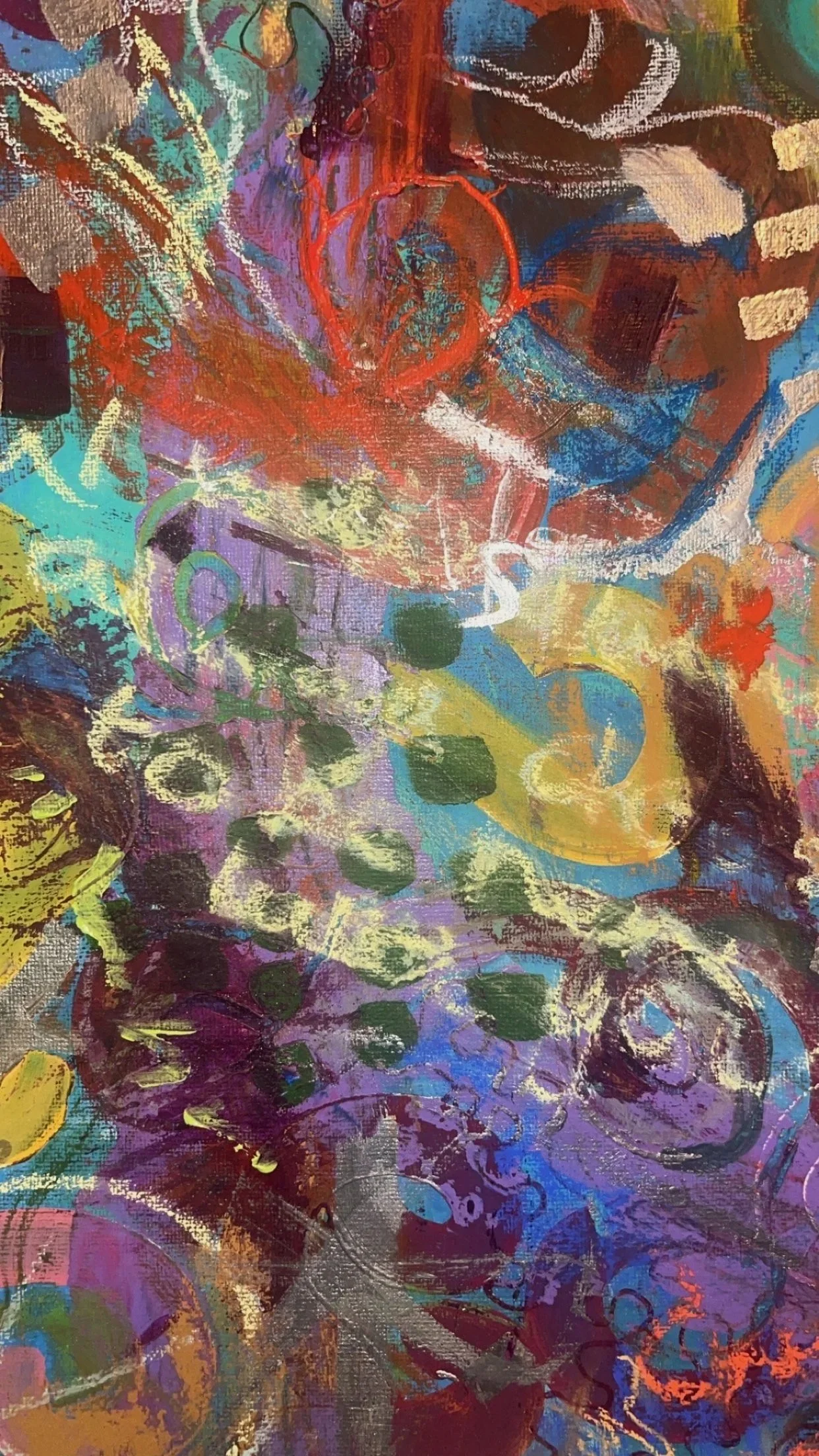 Faye Pedder, I will always, always chose to be here with you, 2026, Gouache, Acrylic Paint, Paint Pens, Chalk and Oil Pastel on Canvas, 61x76cm