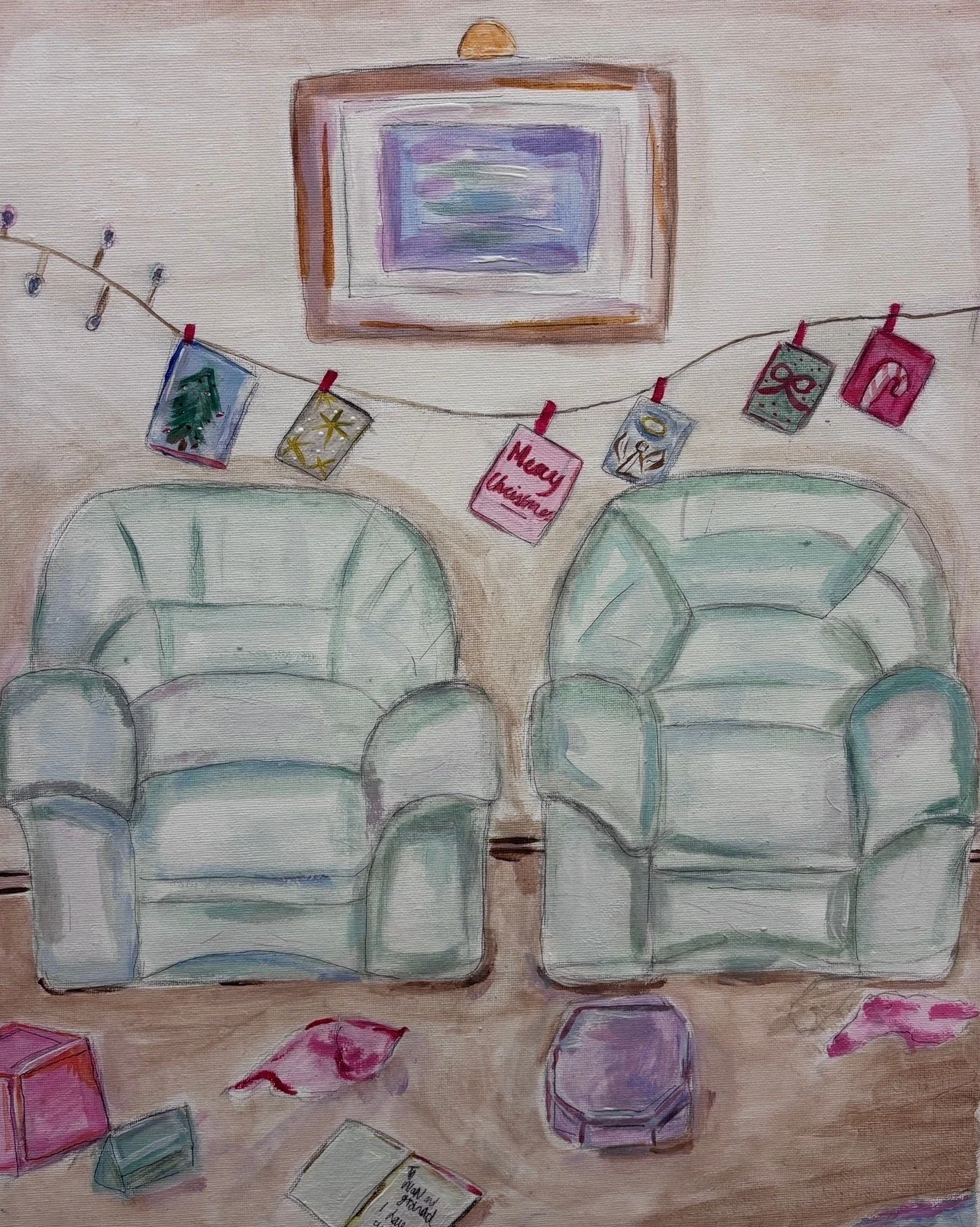 Jess Murphy, Wrapping Paper (2025), Water Colour and Acrylic, A3