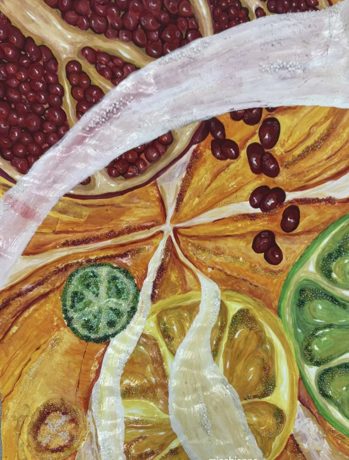 Mia Gedling, deranged orange, 2024, gouache and mixed media, 30x42cm