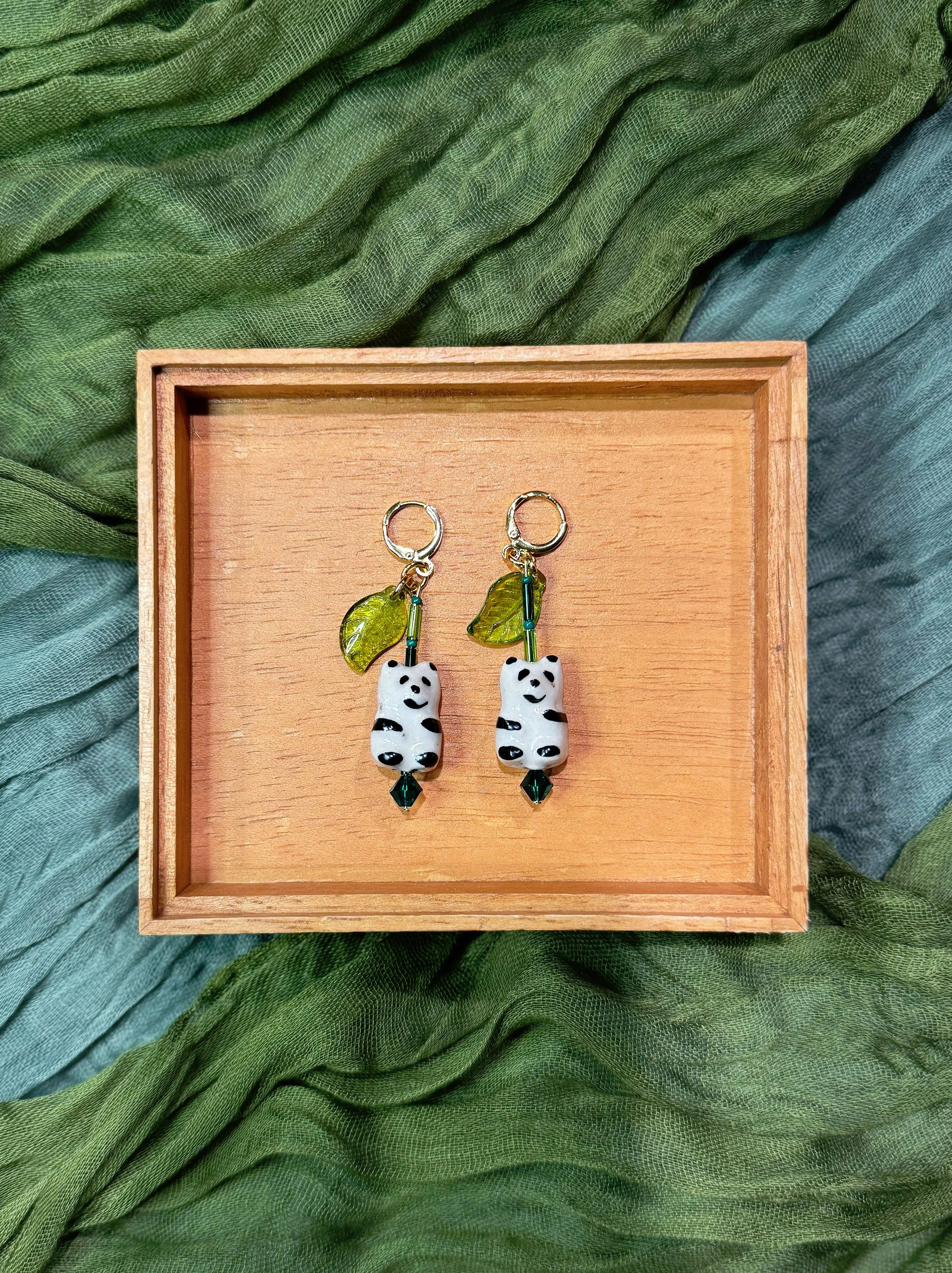 Bamboo Panda Earrings