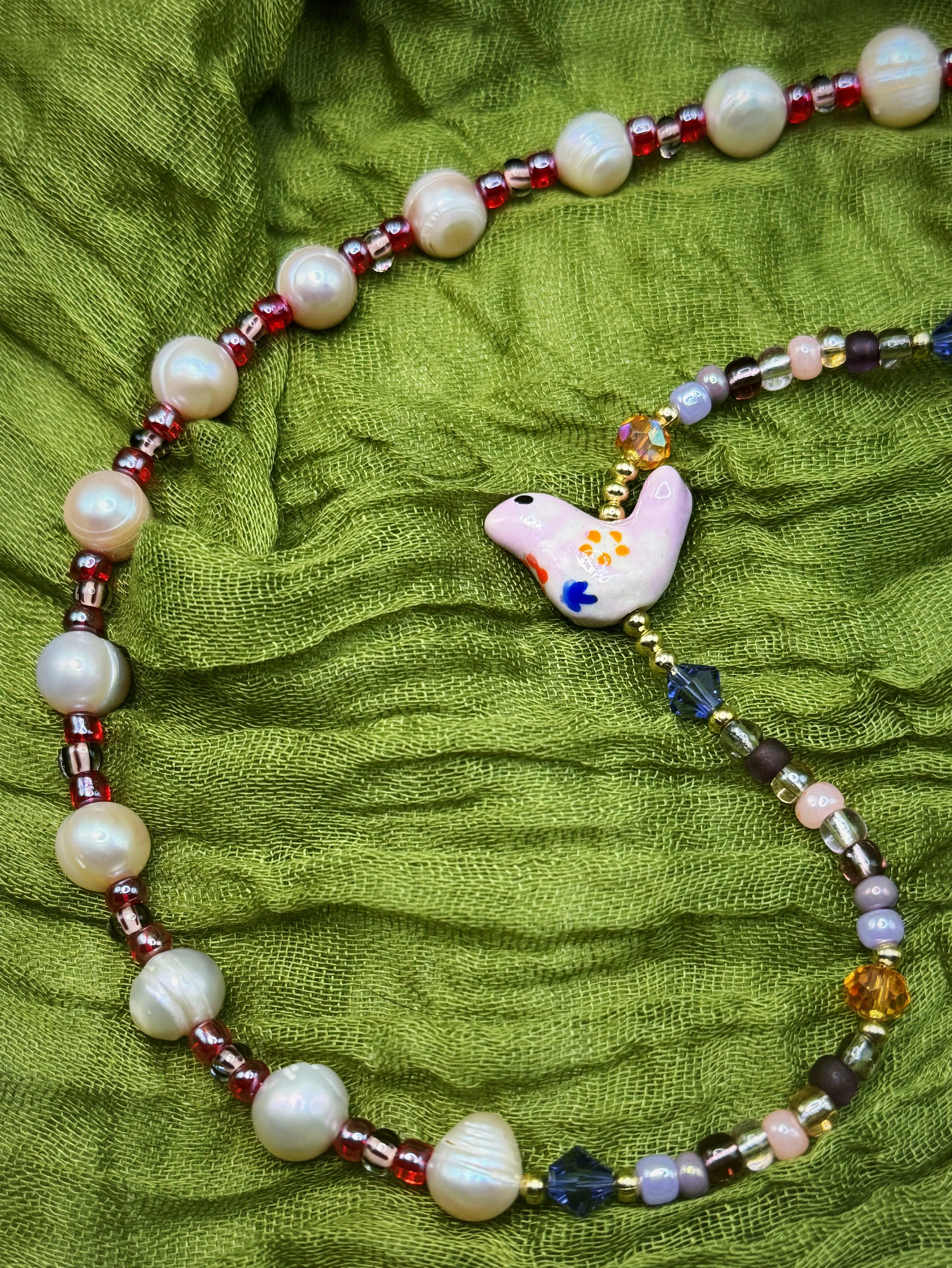 Pearly Birdie Necklace