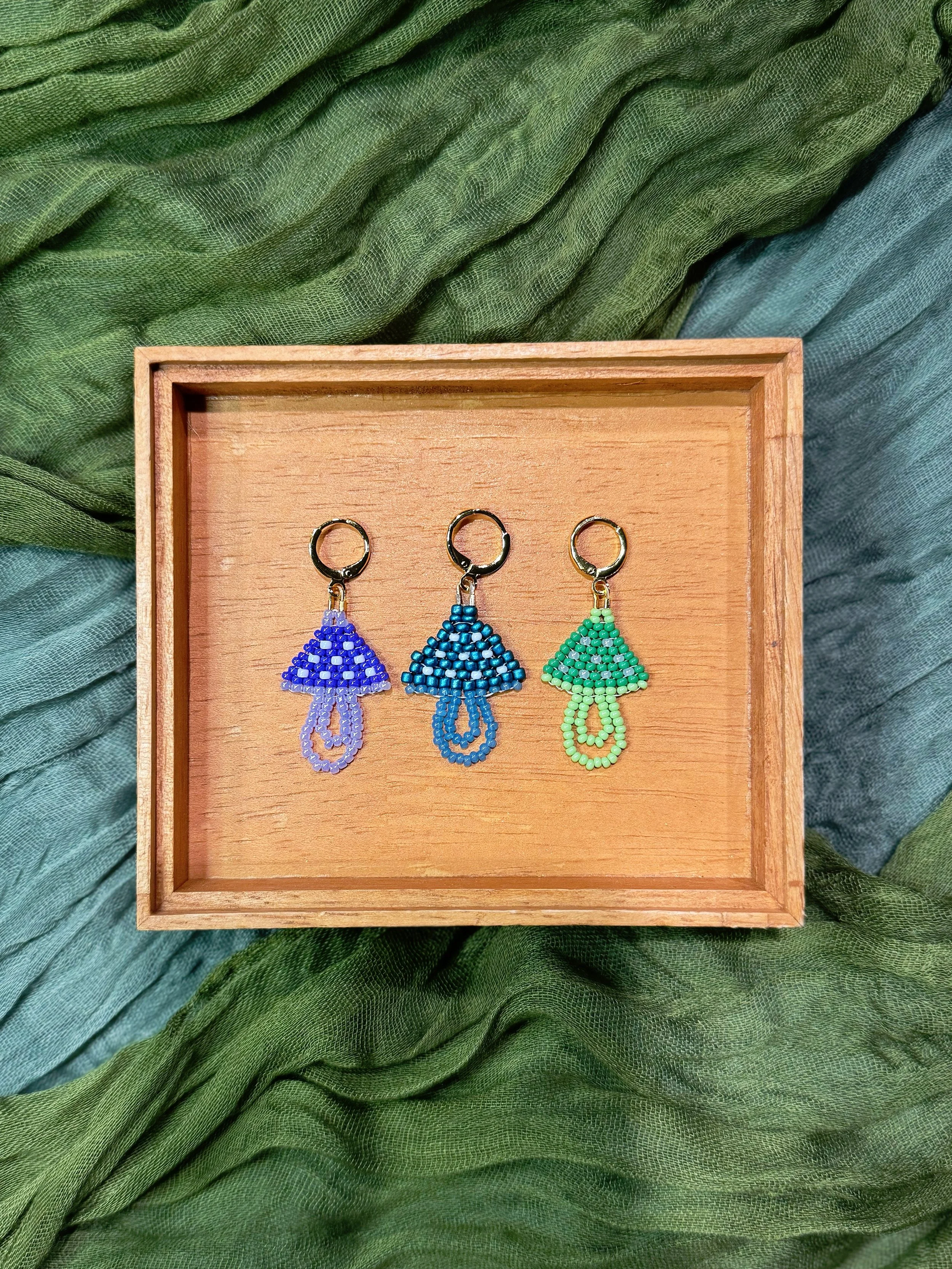Beaded Mushroom Earrings