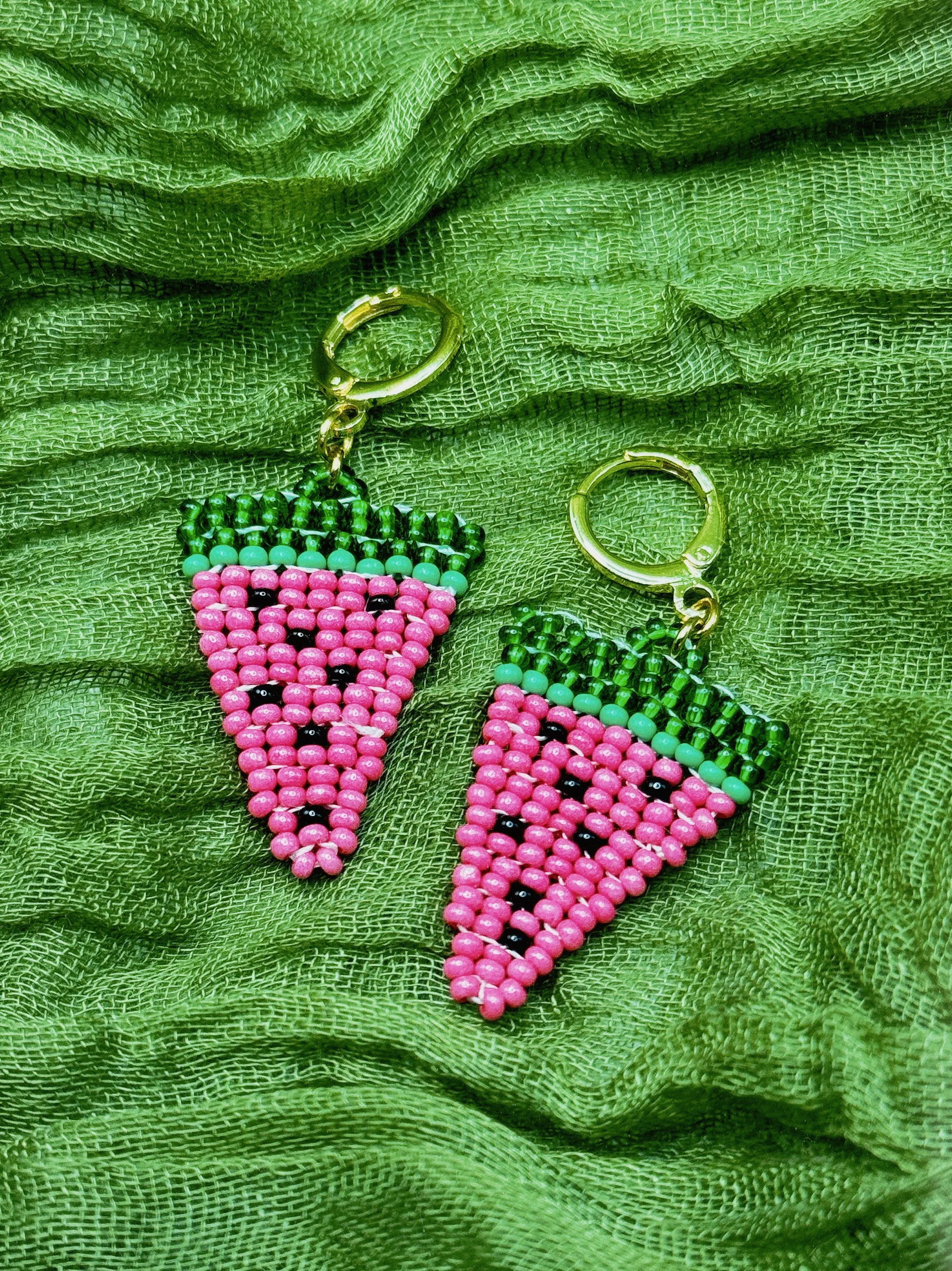 Beaded Watermelon Earrings