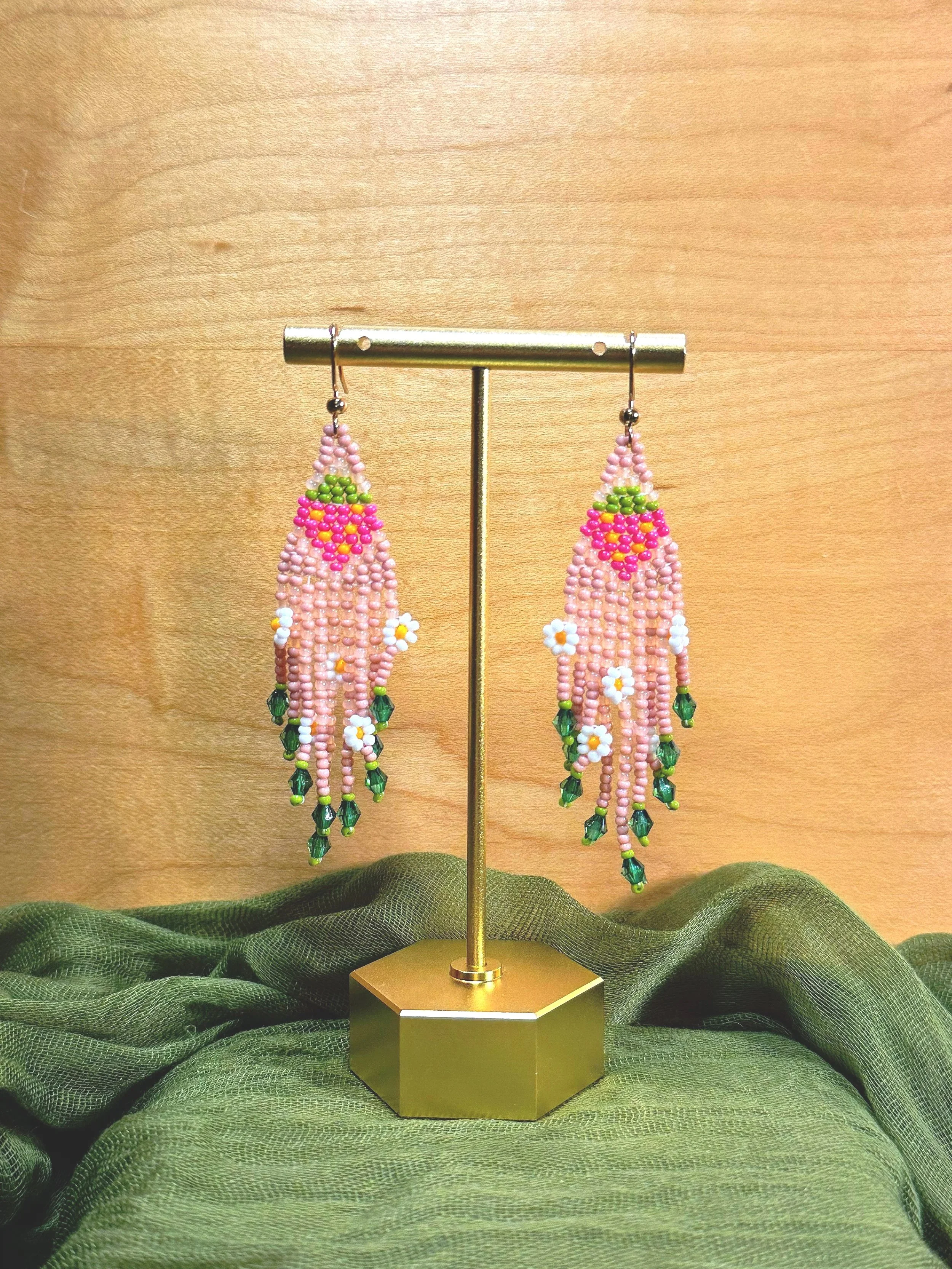 Earrings - Beaded Flowerberry Tassels
