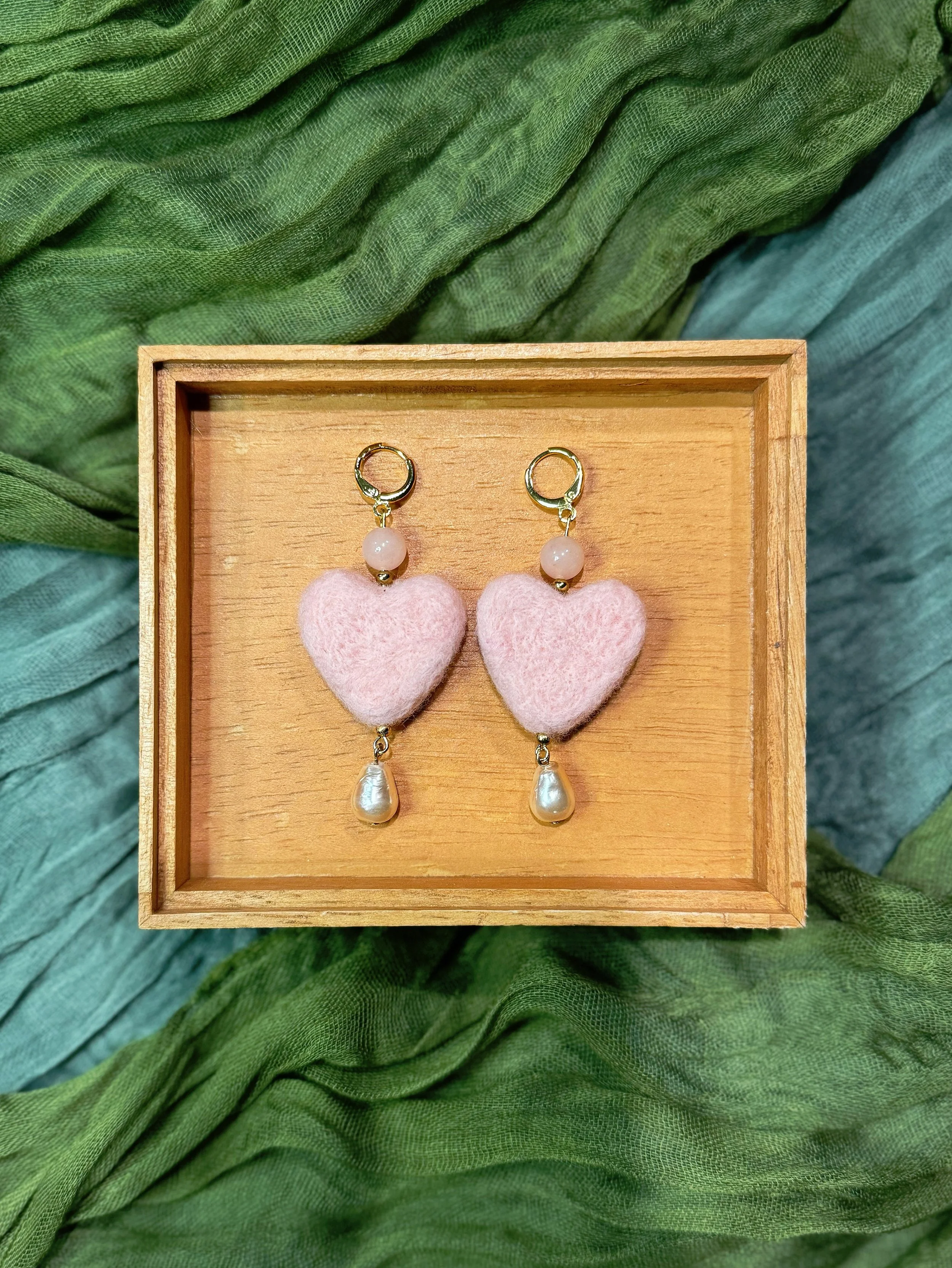 Felted Heart Earrings