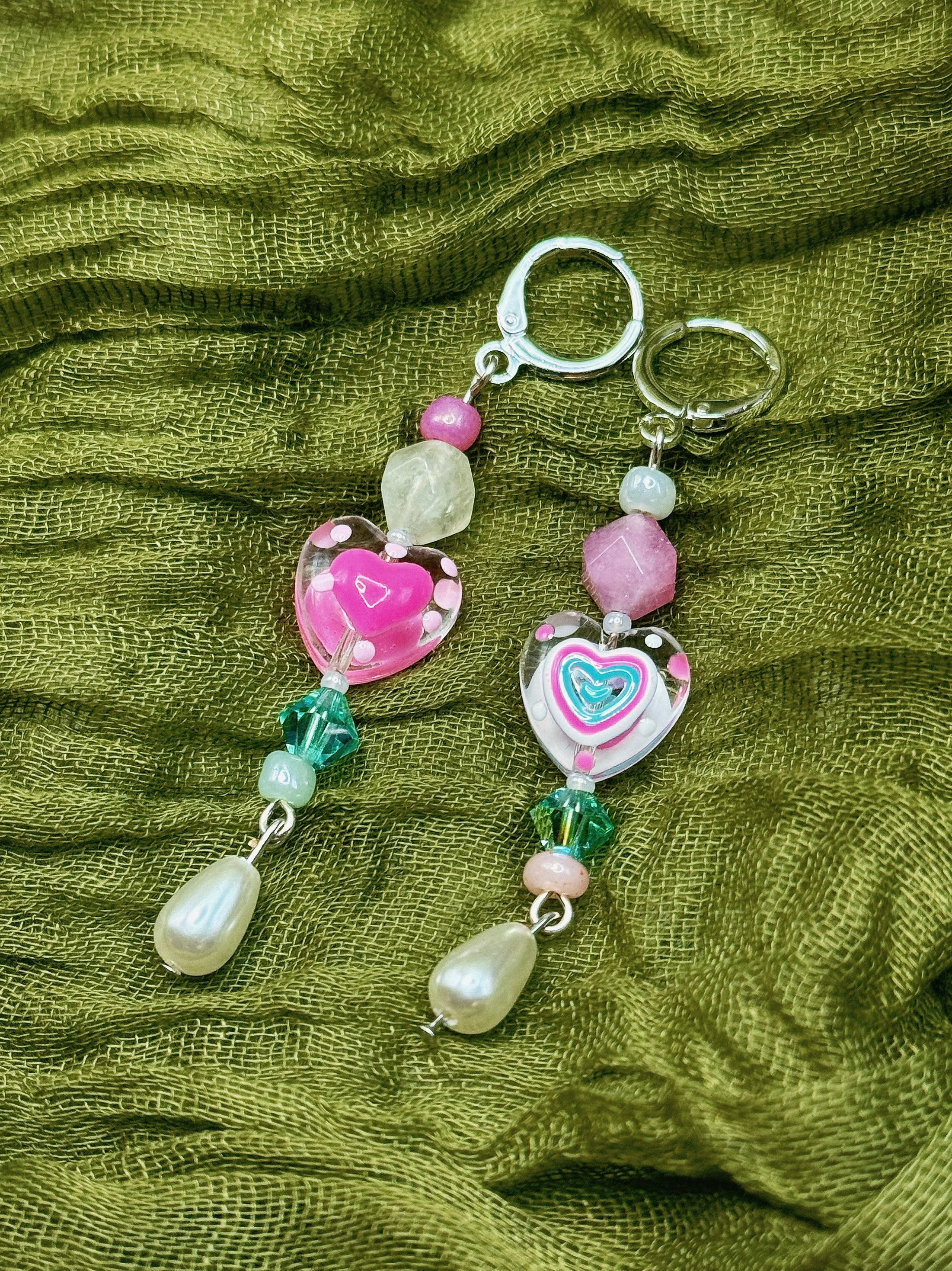 Glass Heart Earrings