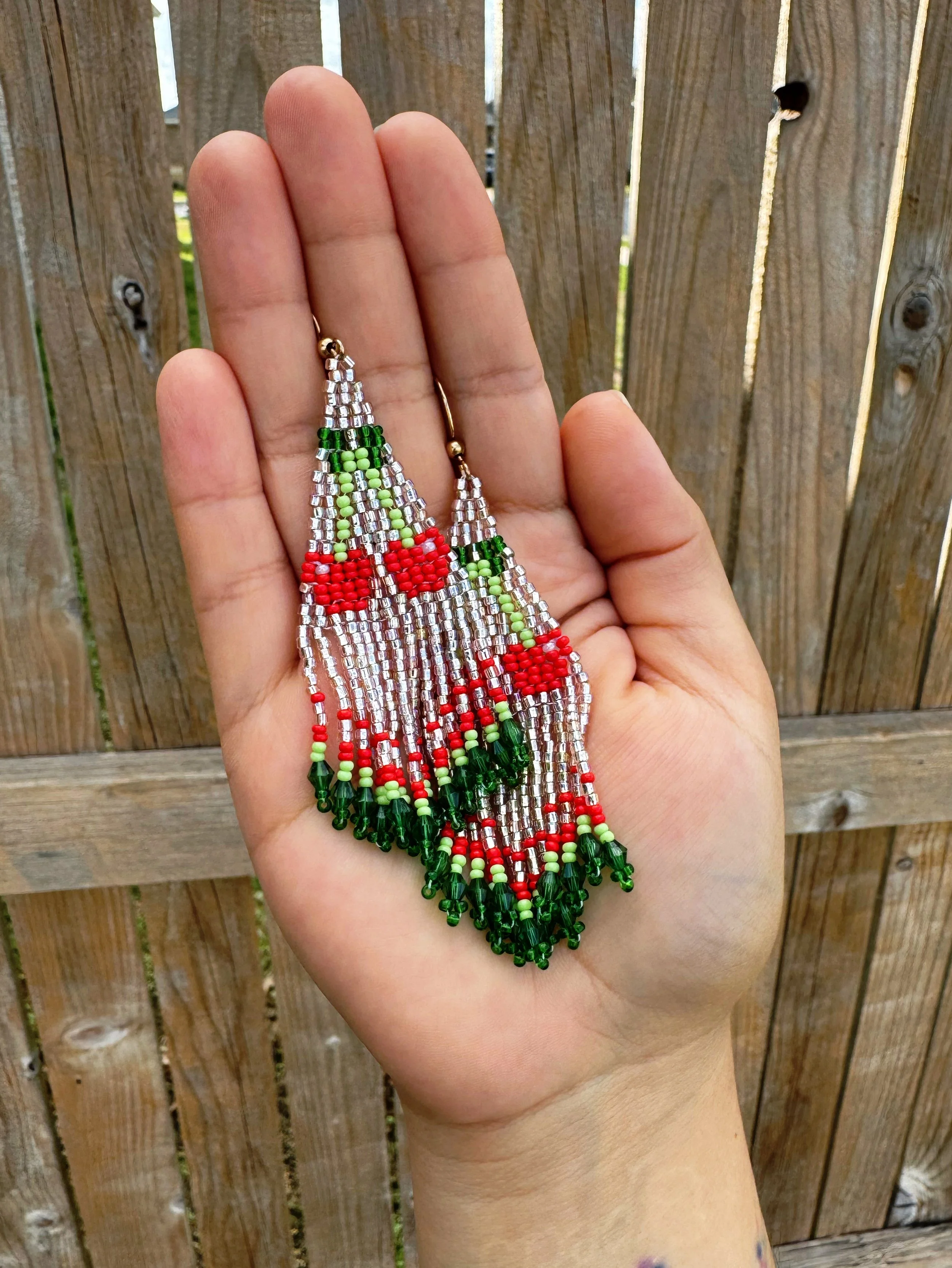 Earrings - Cherry Beaded Tassels
