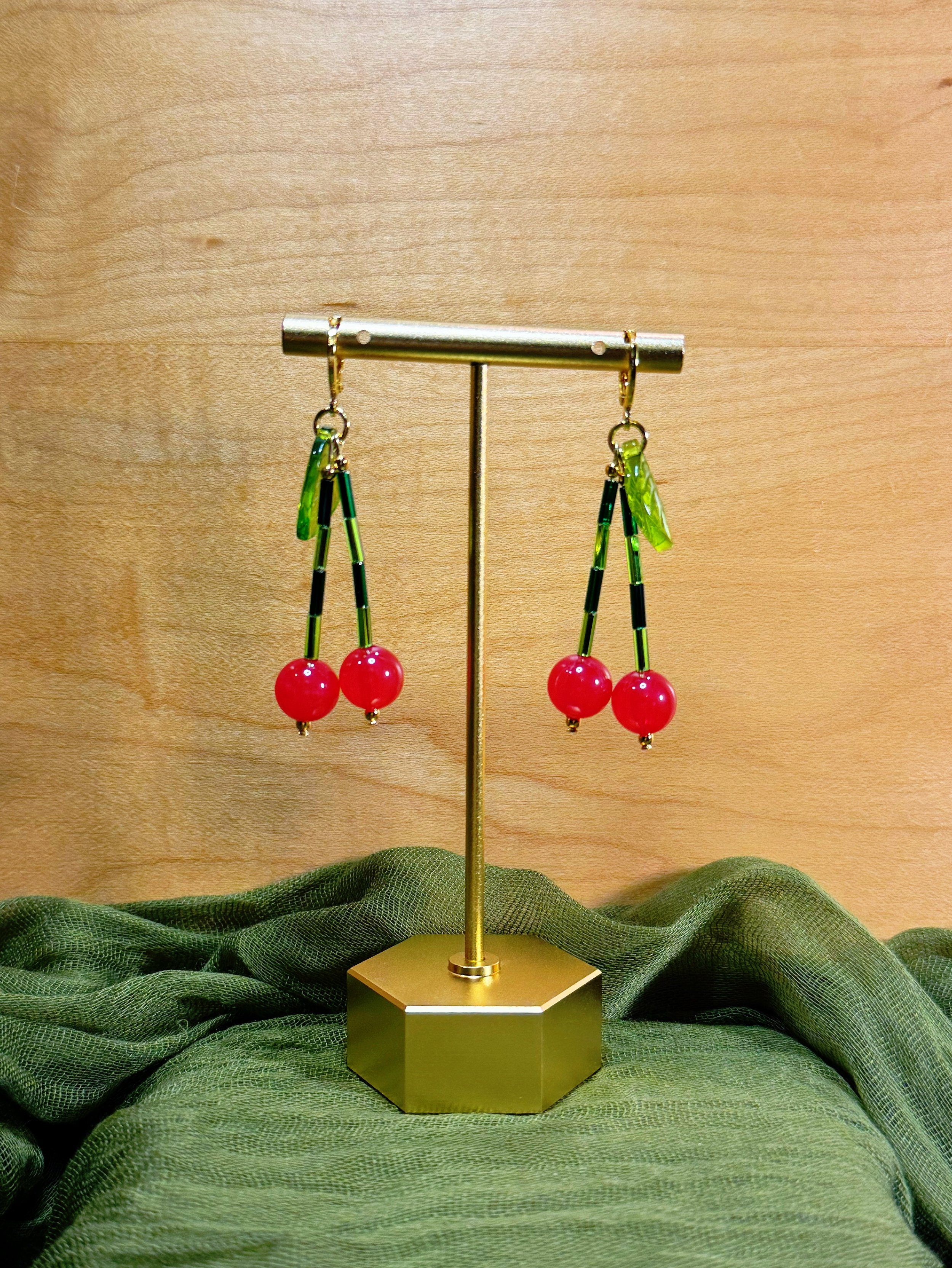 Gemstone Cherry Earrings