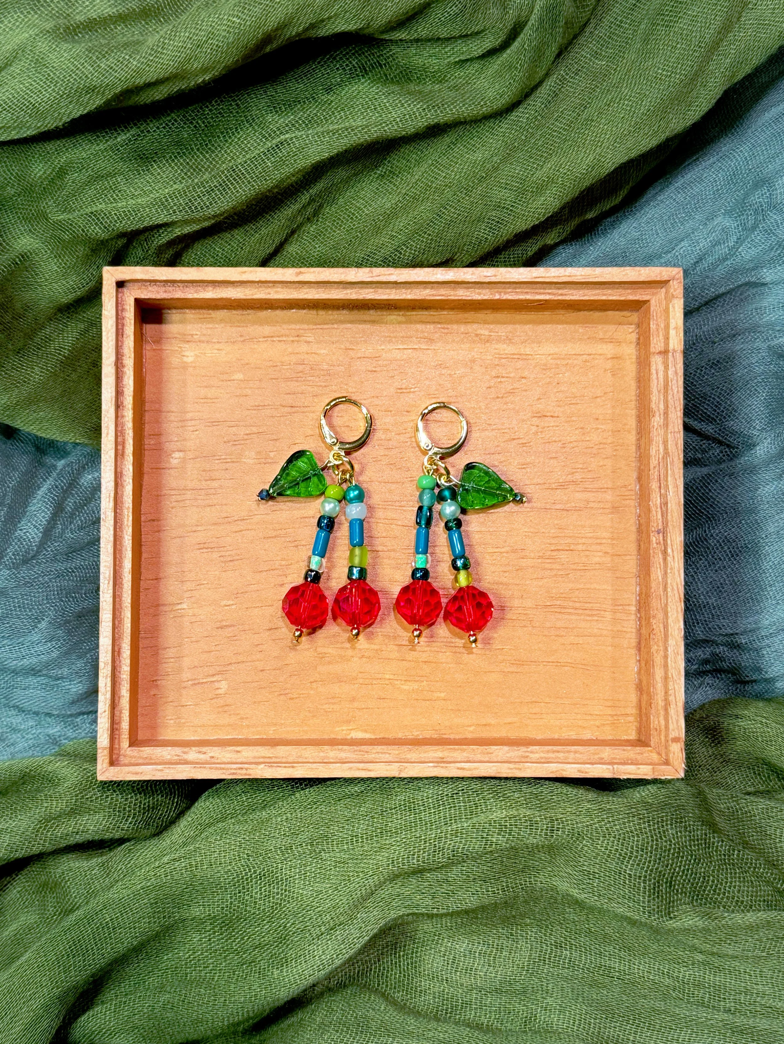 Glass Cherry Earrings