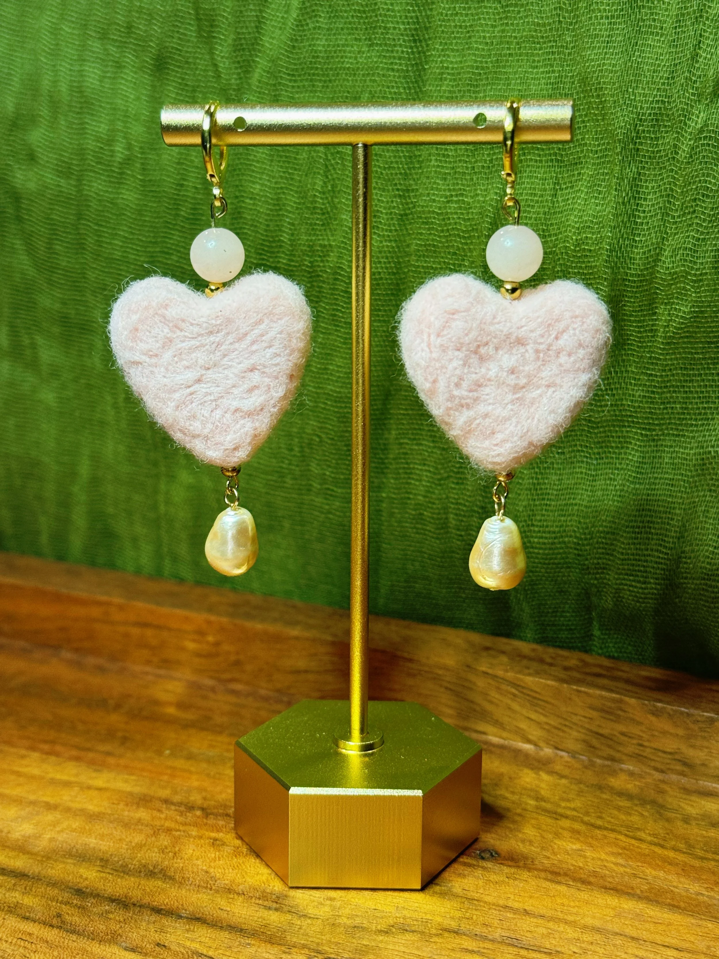 Felted Heart Earrings