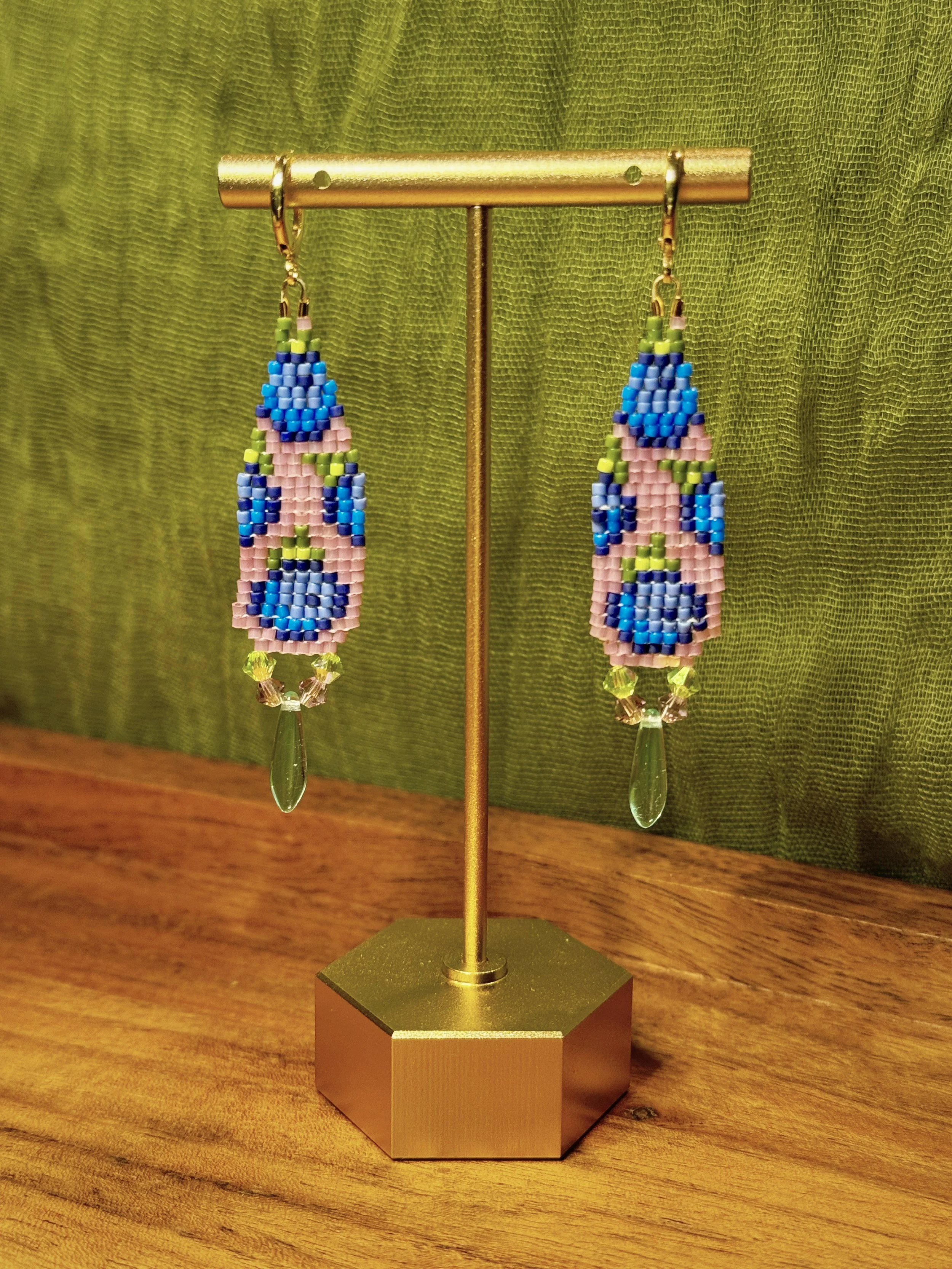Earrings - Beaded Blueberries