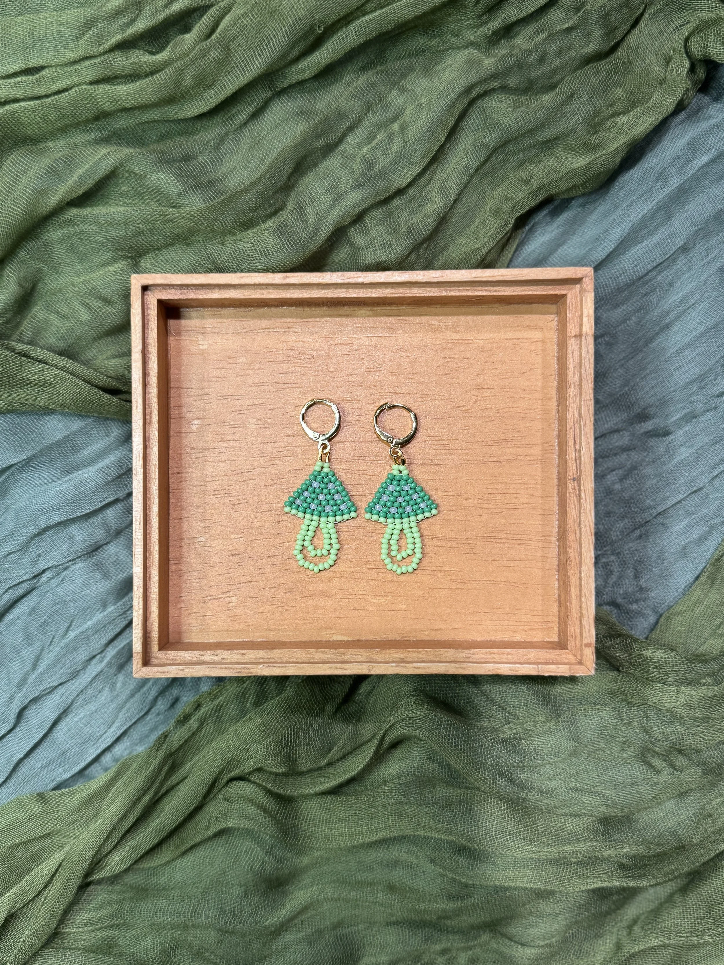 Earrings - Beaded Mushrooms