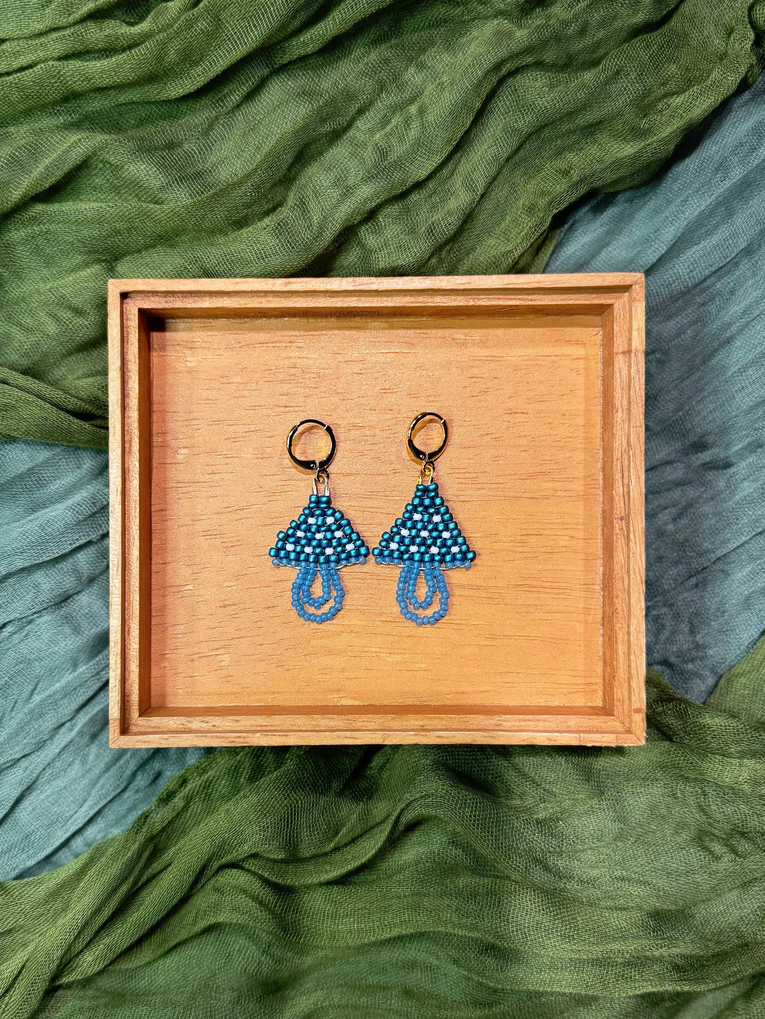 Earrings - Beaded Mushrooms