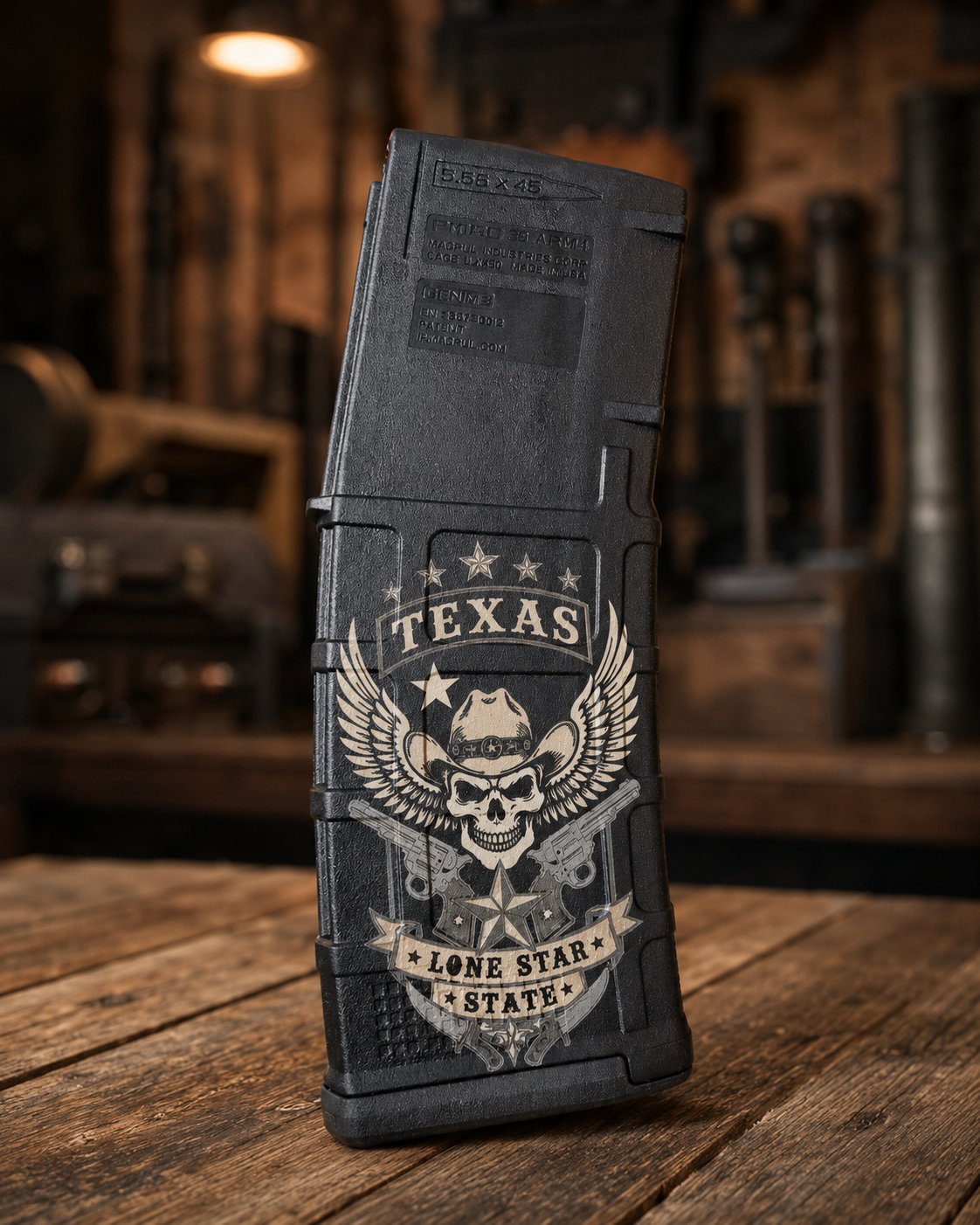 Texas Lone Star PMAG Laser Engraving | Custom Magpul PMAG Western Engraving