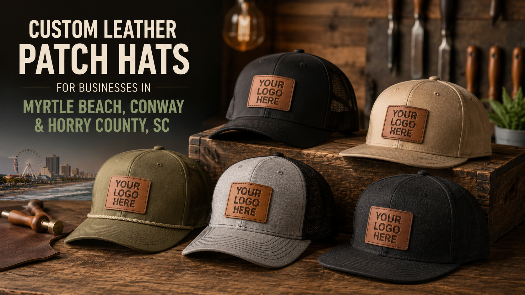 Leather Patch Hats for Businesses in Myrtle Beach, Conway &amp; Horry County, SC