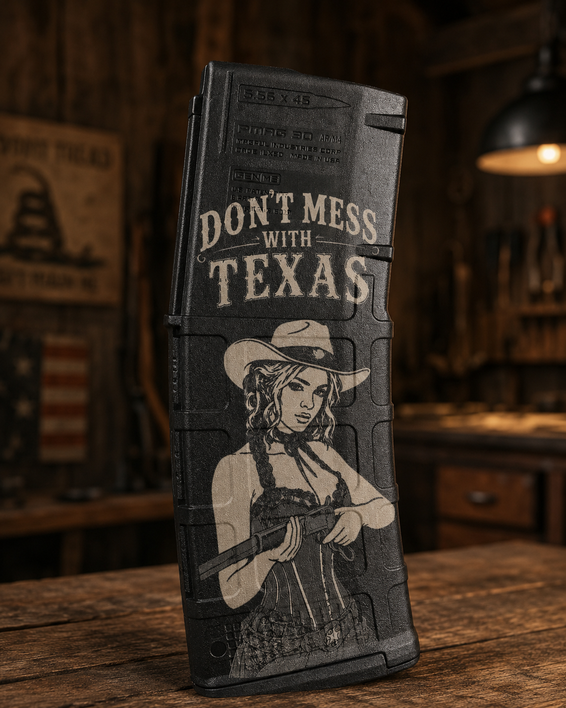 Don’t Mess With Texas PMAG Laser Engraving | Western Custom Magpul PMAG Engraving