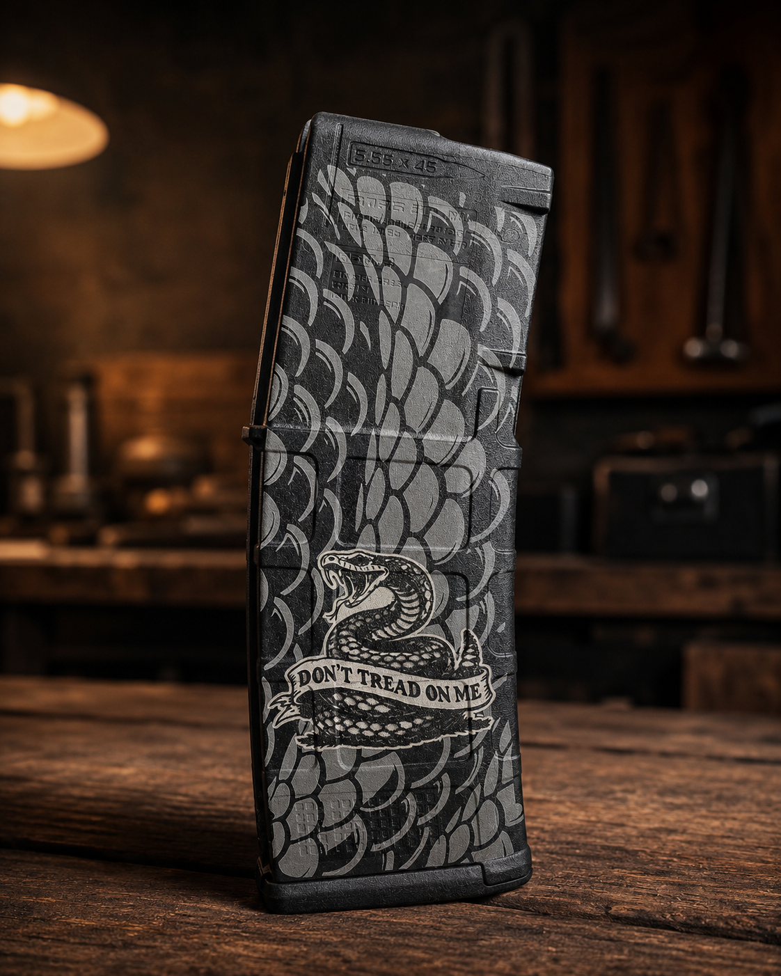 Don’t Tread On Me PMAG Laser Engraving | Custom Magpul PMAG Snake Scale Engraving
