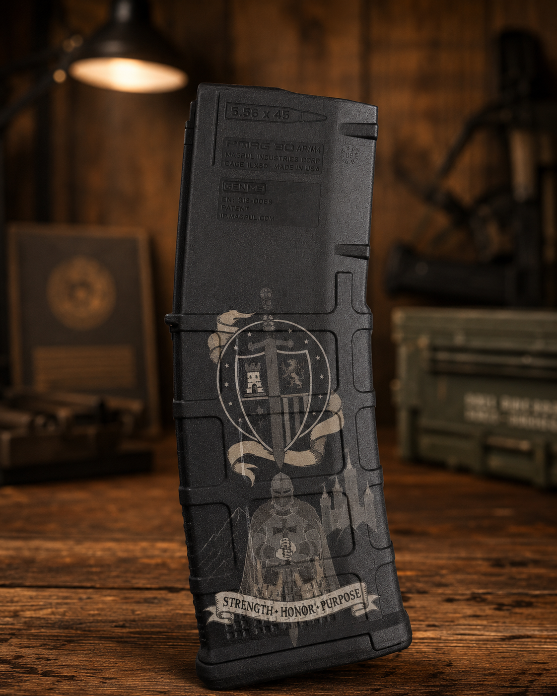 Knight Armor PMAG Laser Engraving | Custom Magpul PMAG Sword Engraving