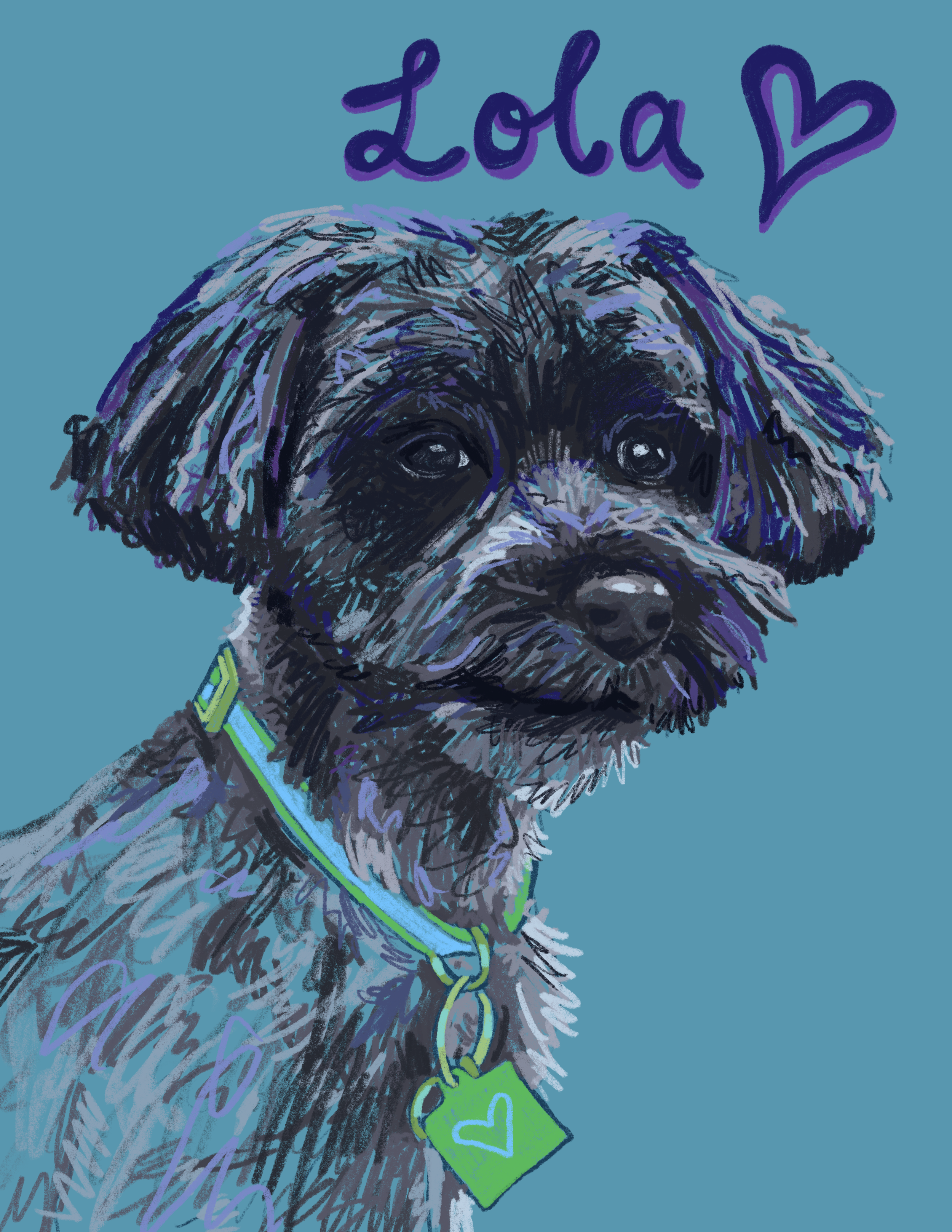 Stylized digital pet portrait.