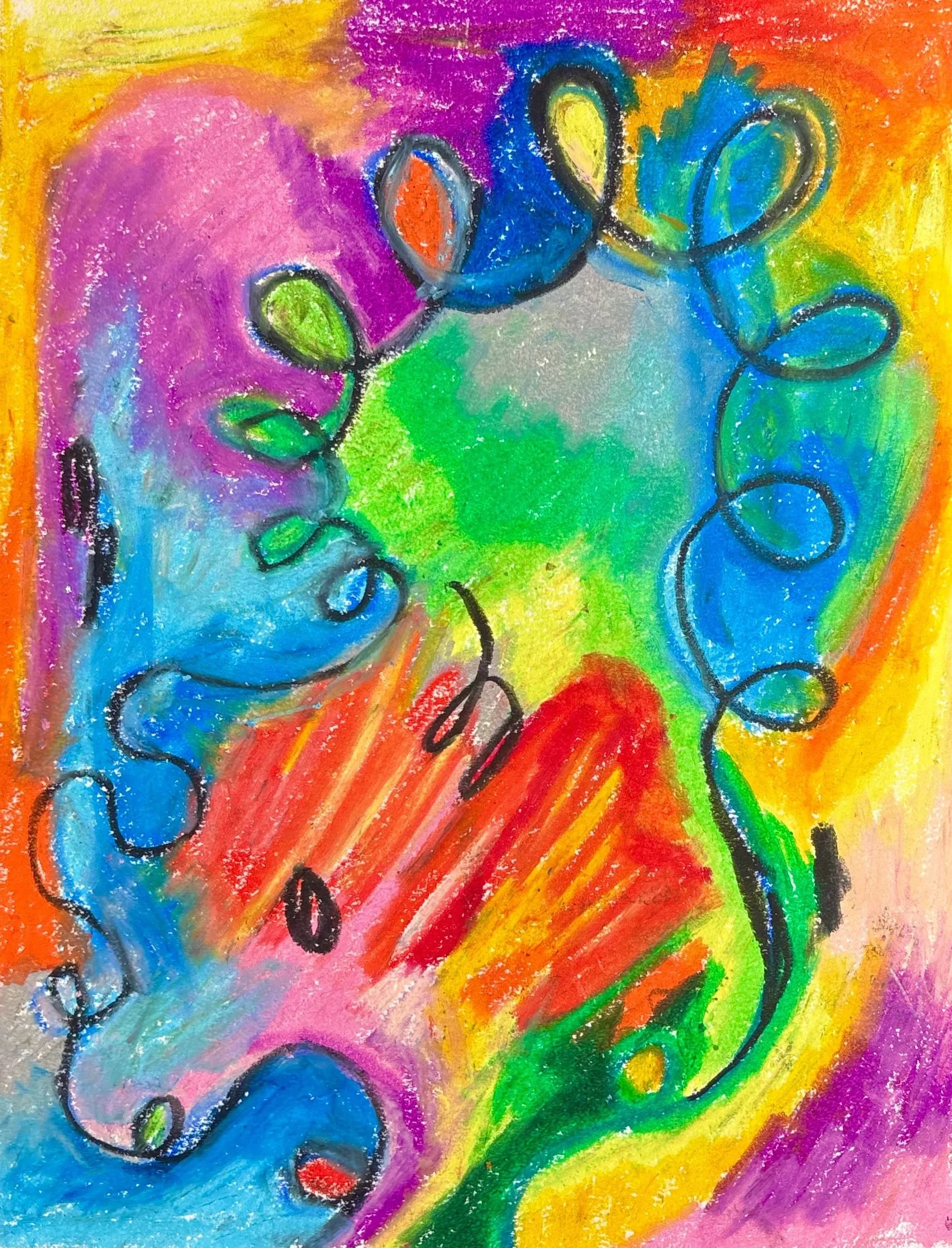 Sprout (2026). 8.5" x 11". Marker and oil pastel on paper. SOLD.