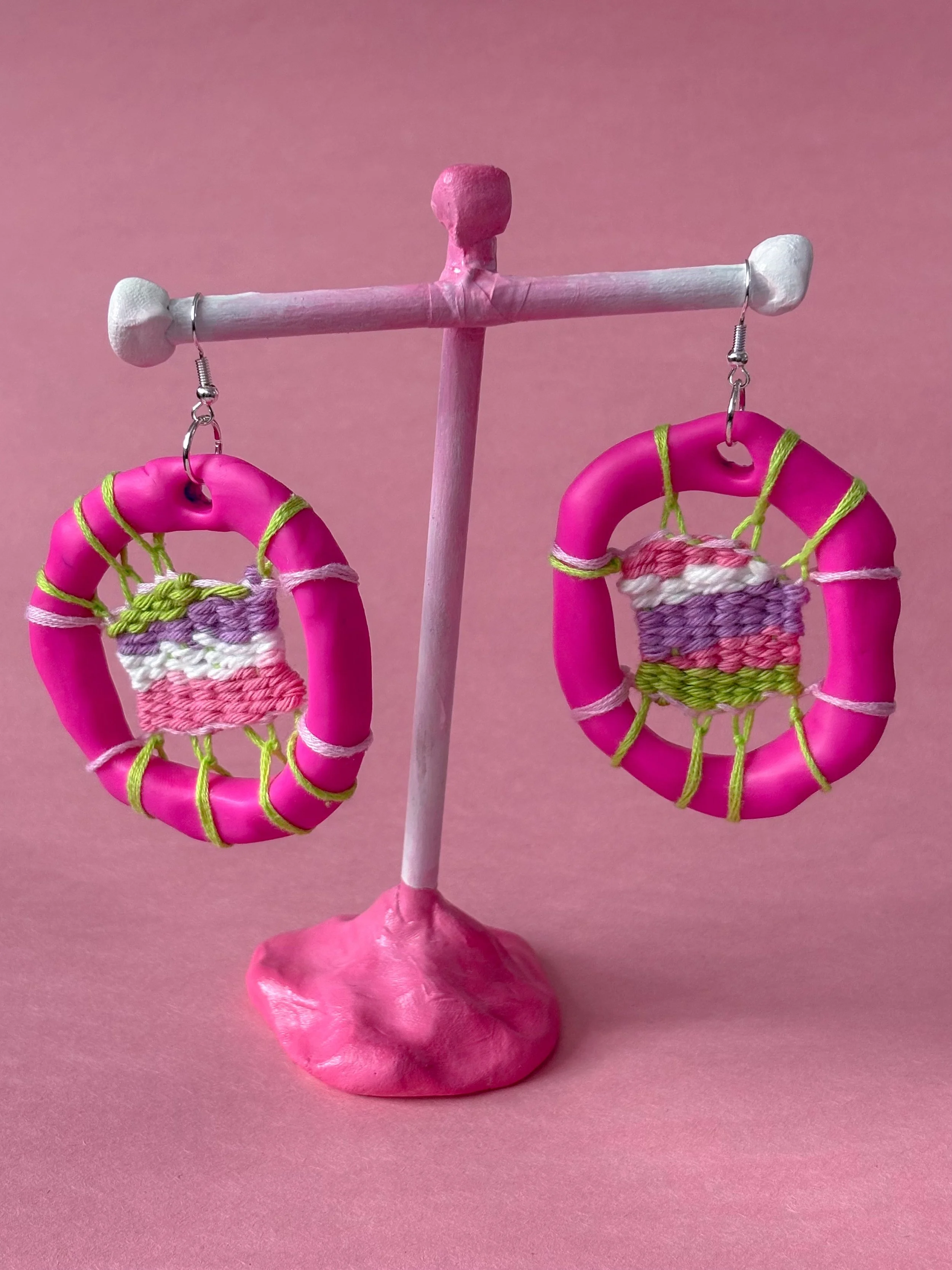 Hot Pink, Thick - Earrings