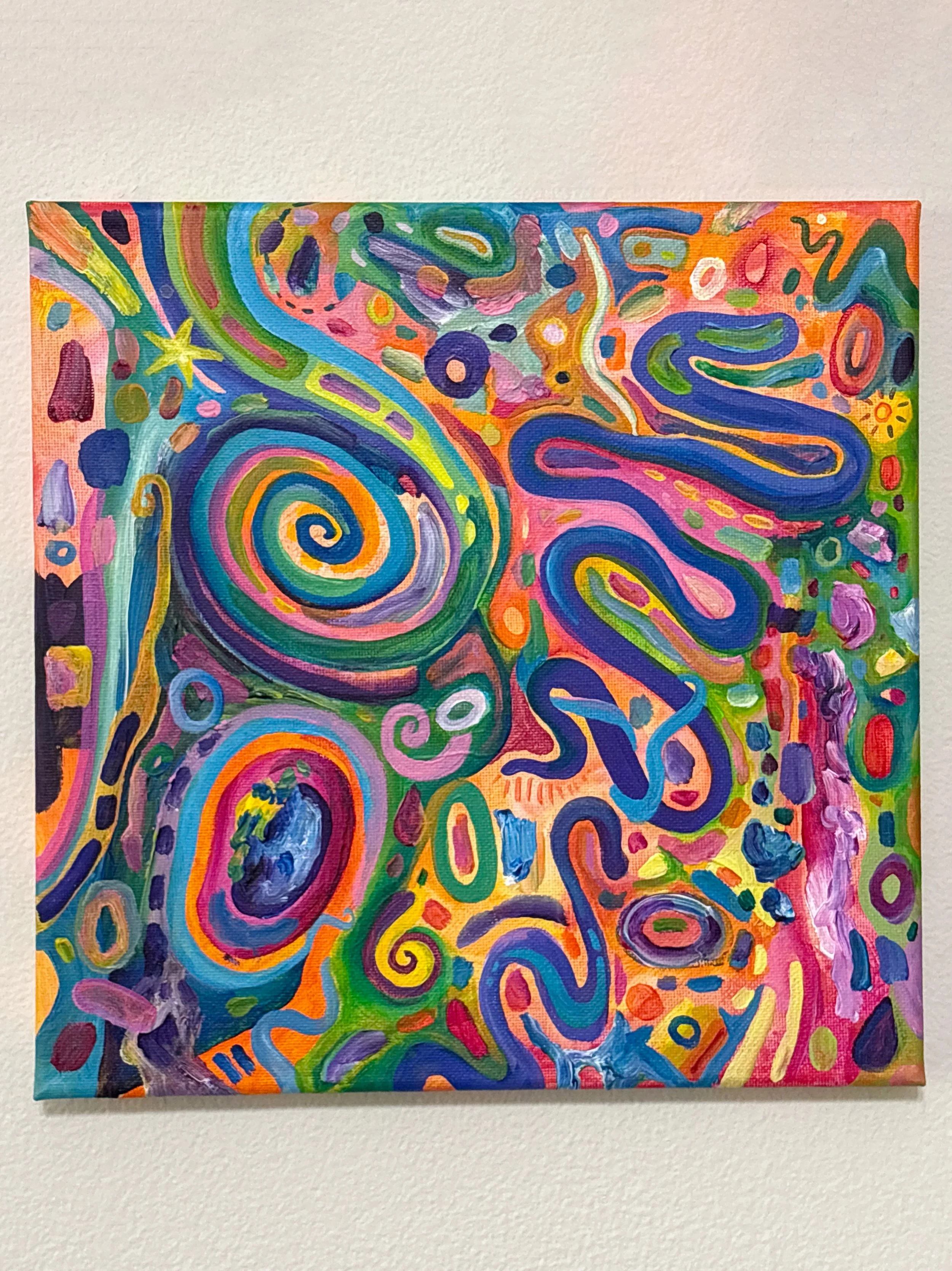 Epiphany (2026). Acrylic on canvas. 10" x 10" x 1". Available in shop.