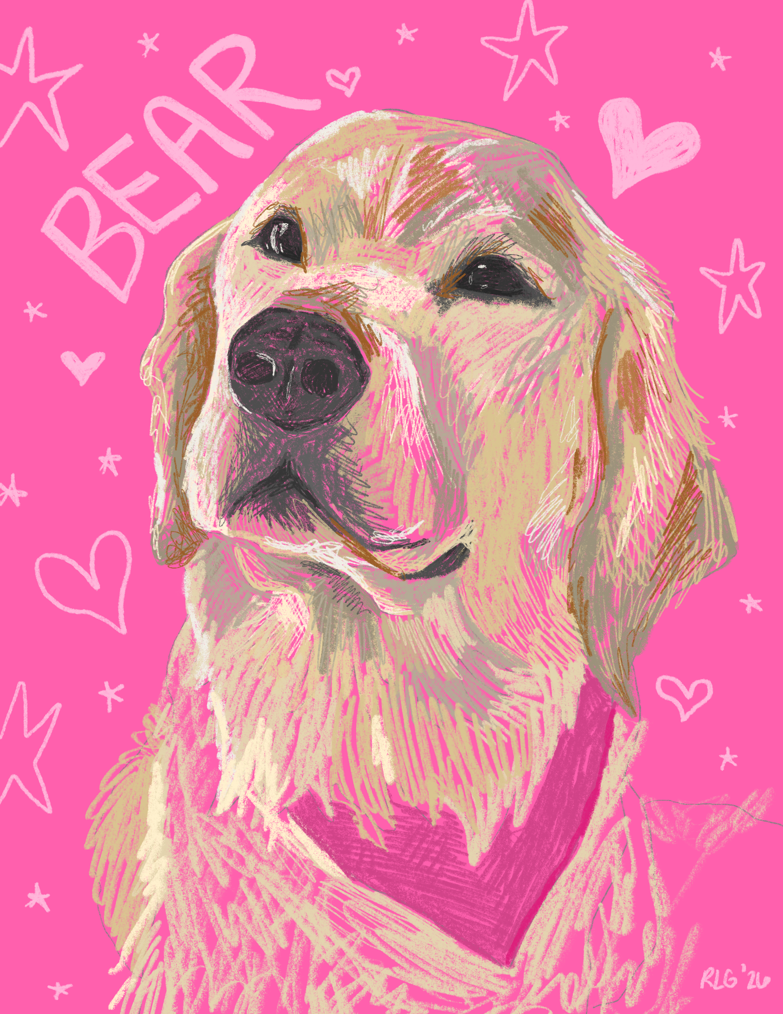 Stylized digital pet portrait.