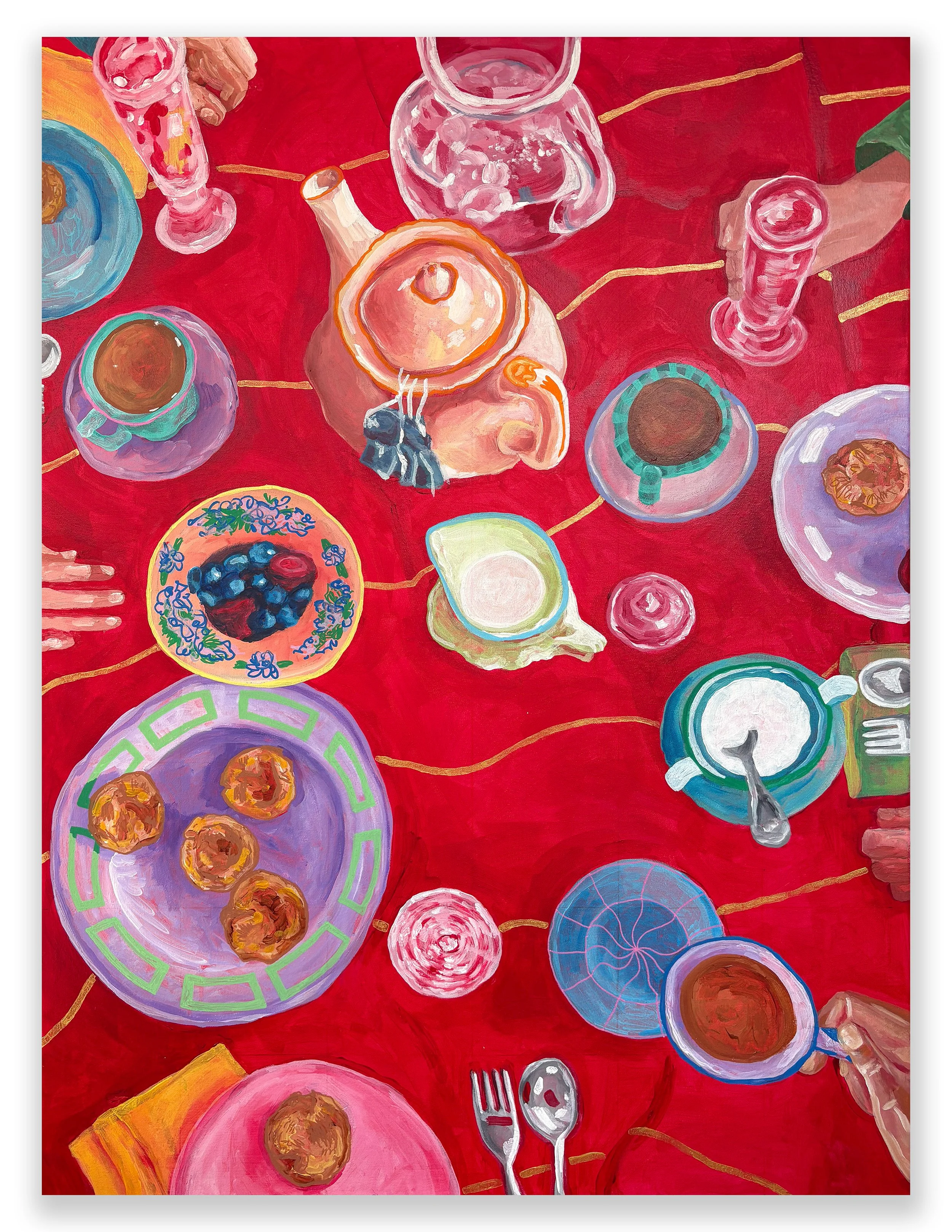 Custom Acrylic painting! Capture a moment or meal with a custom still life painting! --- You pick the objects you want featured, literally anything (tea party, dinner party table, jewelry box, medicine cabinet, closet, houses)! Choose your color sche