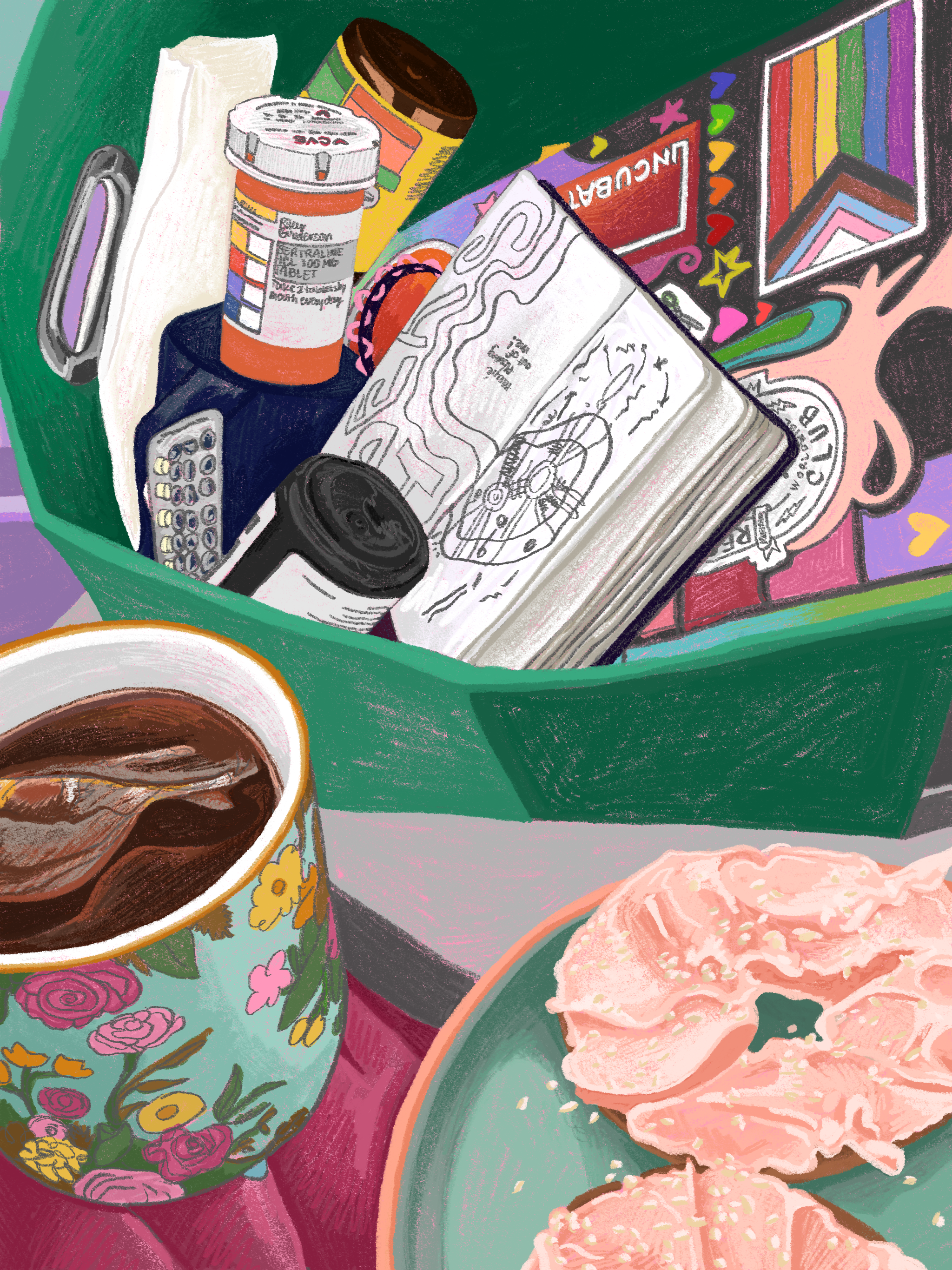Digitally illustrated still life. 