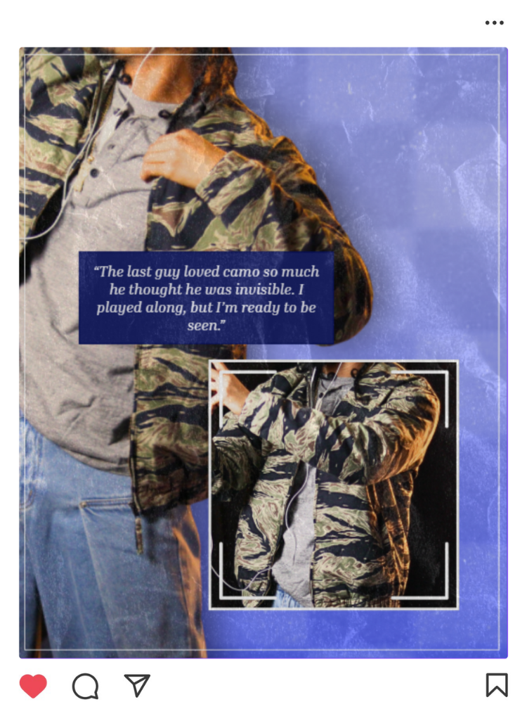 Camo jacket Confessions From Your Closet Instagram post