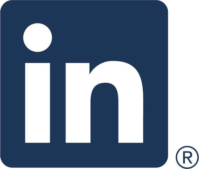 LinkedIn logo in blue and black with registered trademark symbol