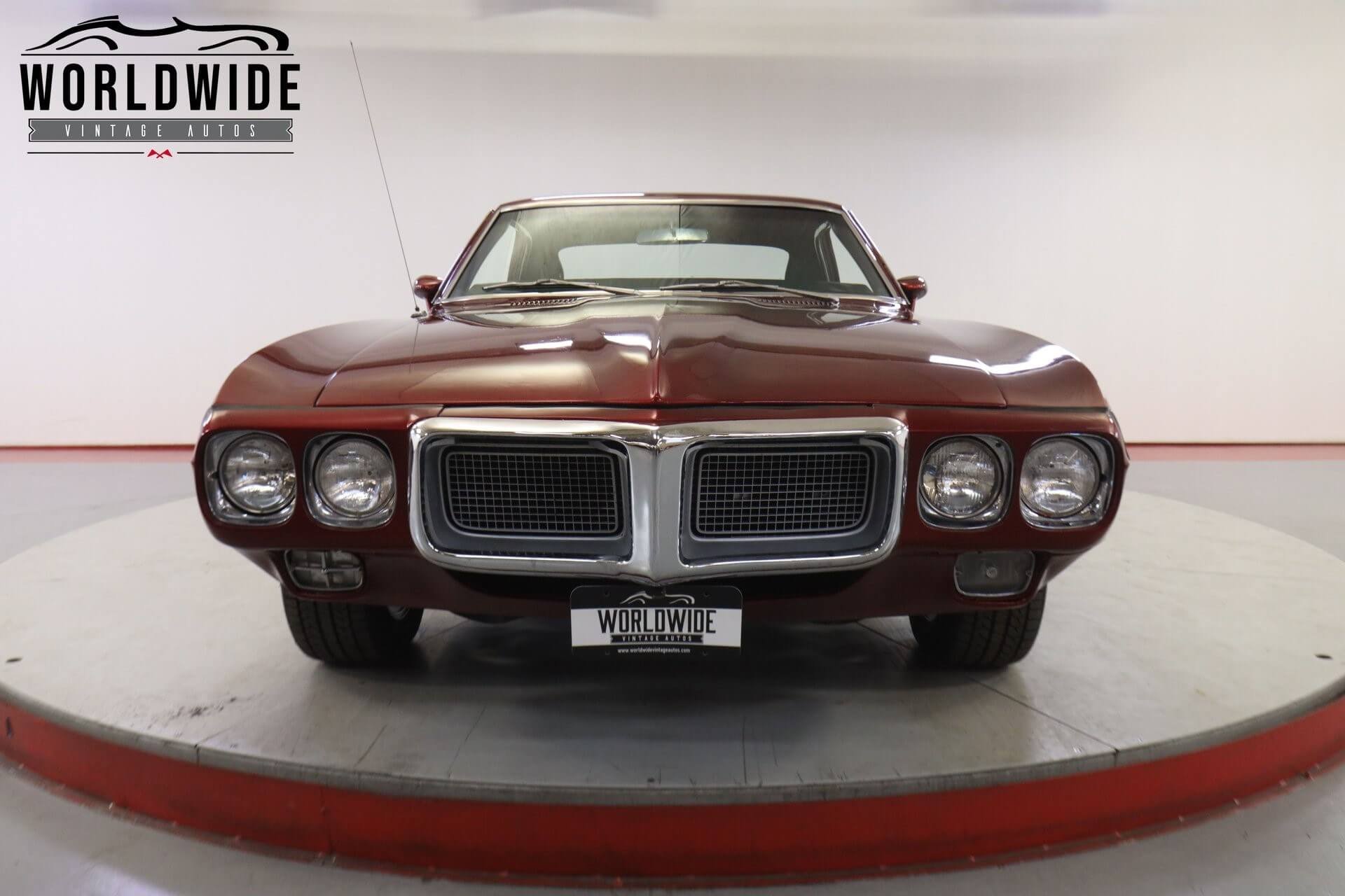 Front view of 1969 Pontiac Firebird raffle car benefiting Denver Children’s Foundation