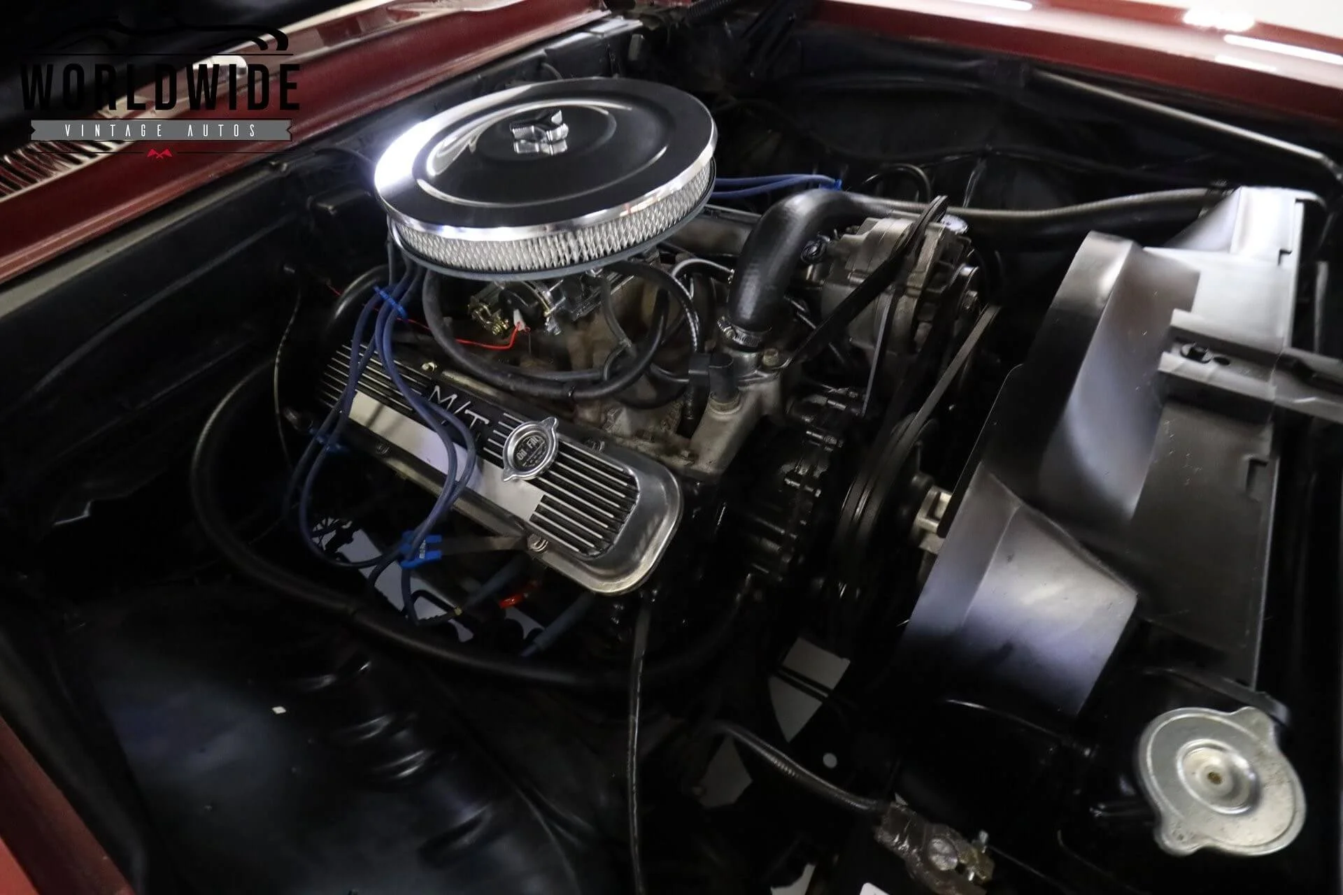 V8 engine detail from 1969 Pontiac Firebird raffle car supporting Denver Children’s Foundation