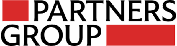 Logo with red square and black text reading "PARTNERS GROUP".