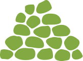 A pile of green stones or rocks arranged in a mound