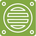 Drainage with a grid pattern in the center and four small circles around the edge.
