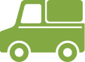 Illustration of a green delivery truck.