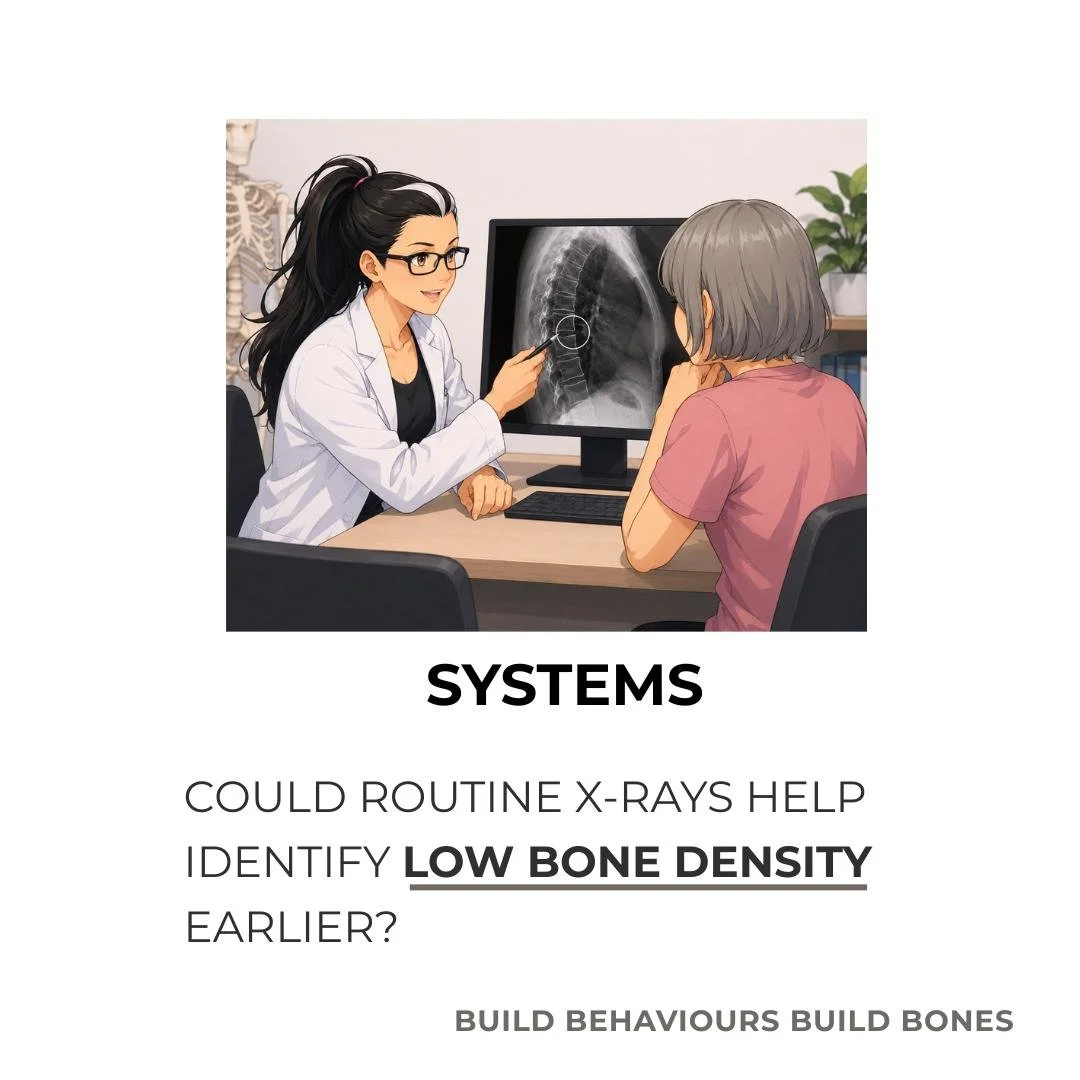 Many people do not have an "early" bone density scan. Instead, typically it is not ordered until something has gone wrong or a certain age threshold has been reached.

Emerging research is now exploring whether artificial intelligence (AI) 