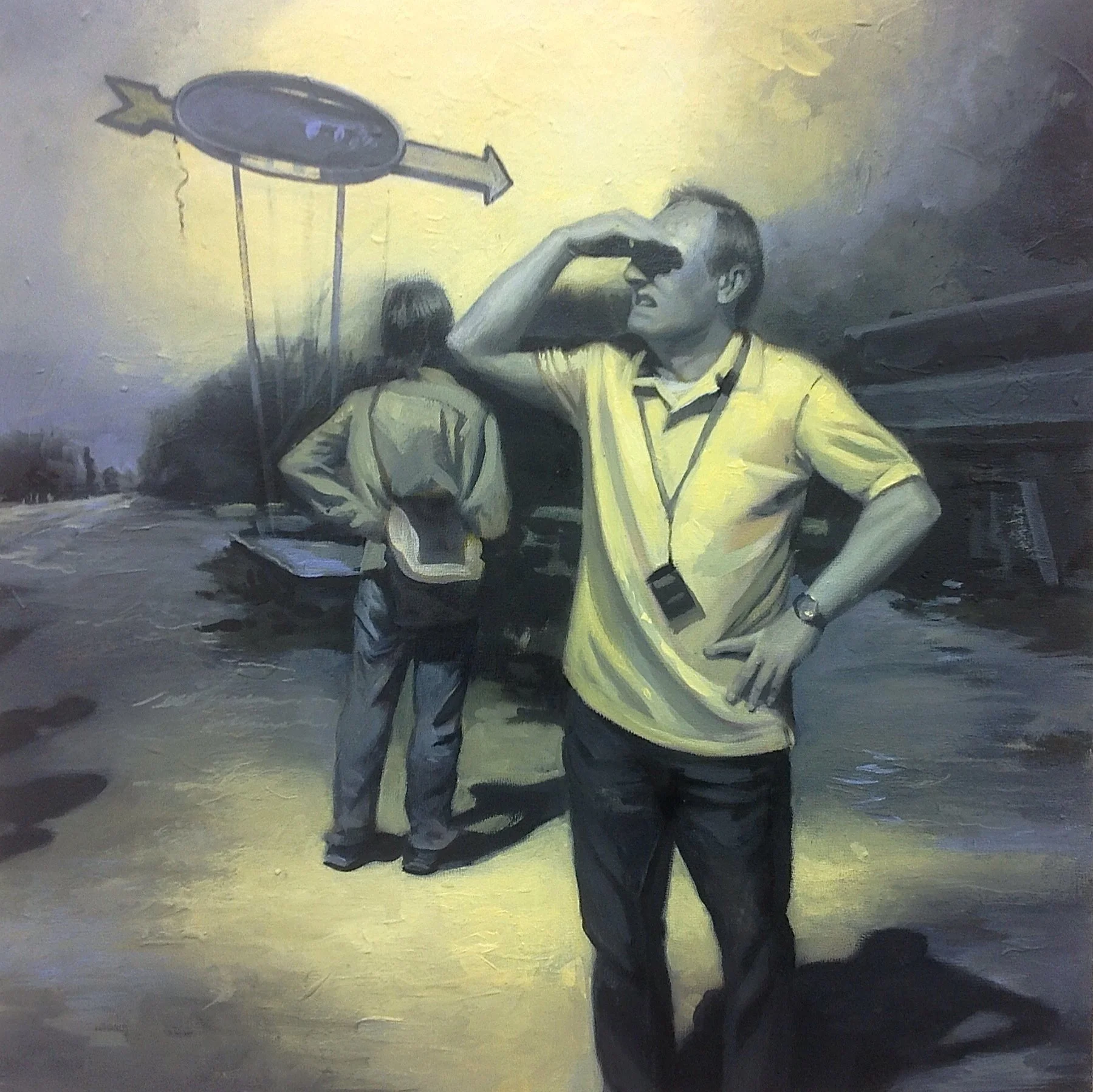 "Rest Stop" Acrylic and oil on canvas (12 x 12 in)
